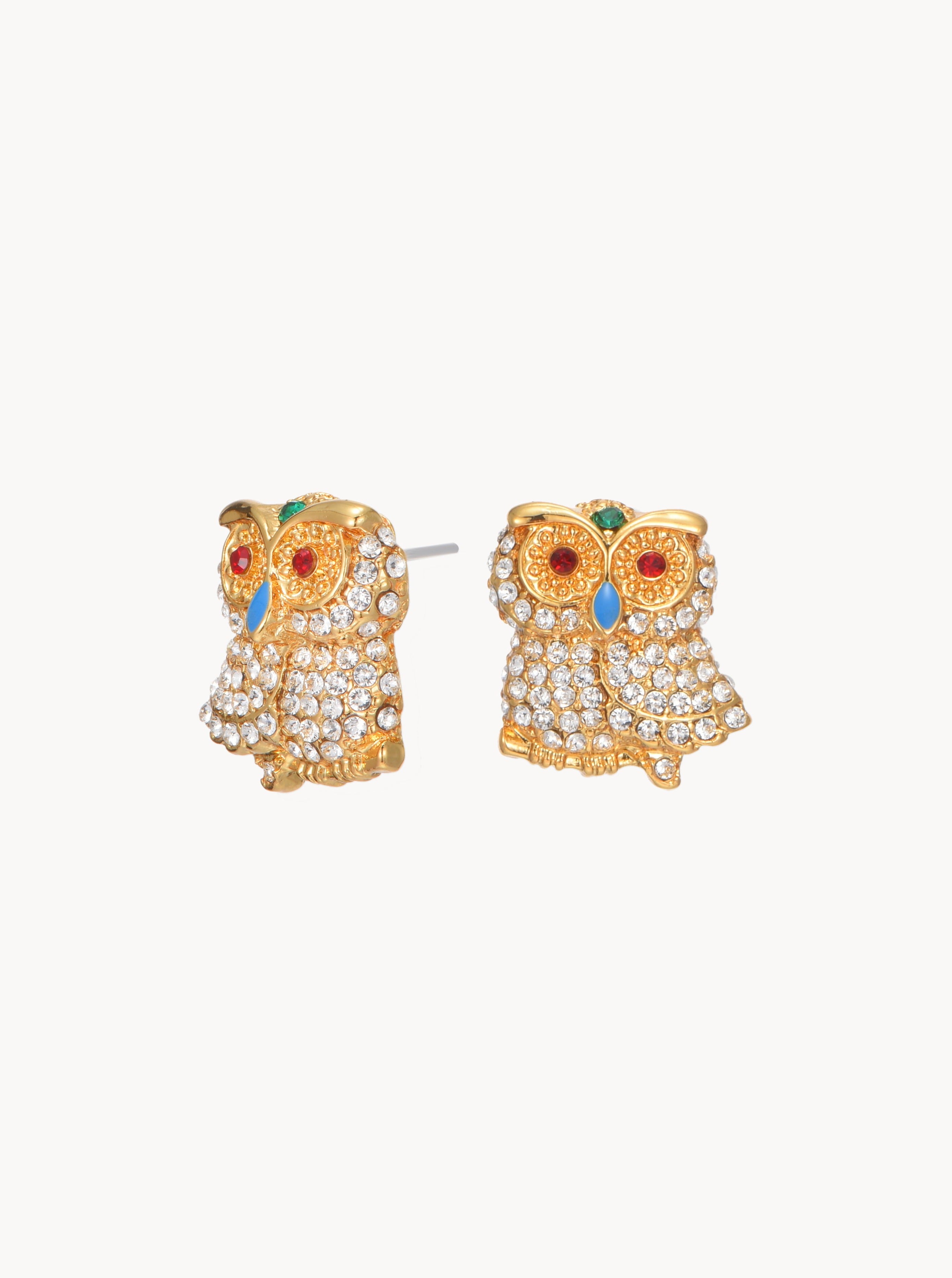 Gold Owl Earrings - Kuri Jewelry