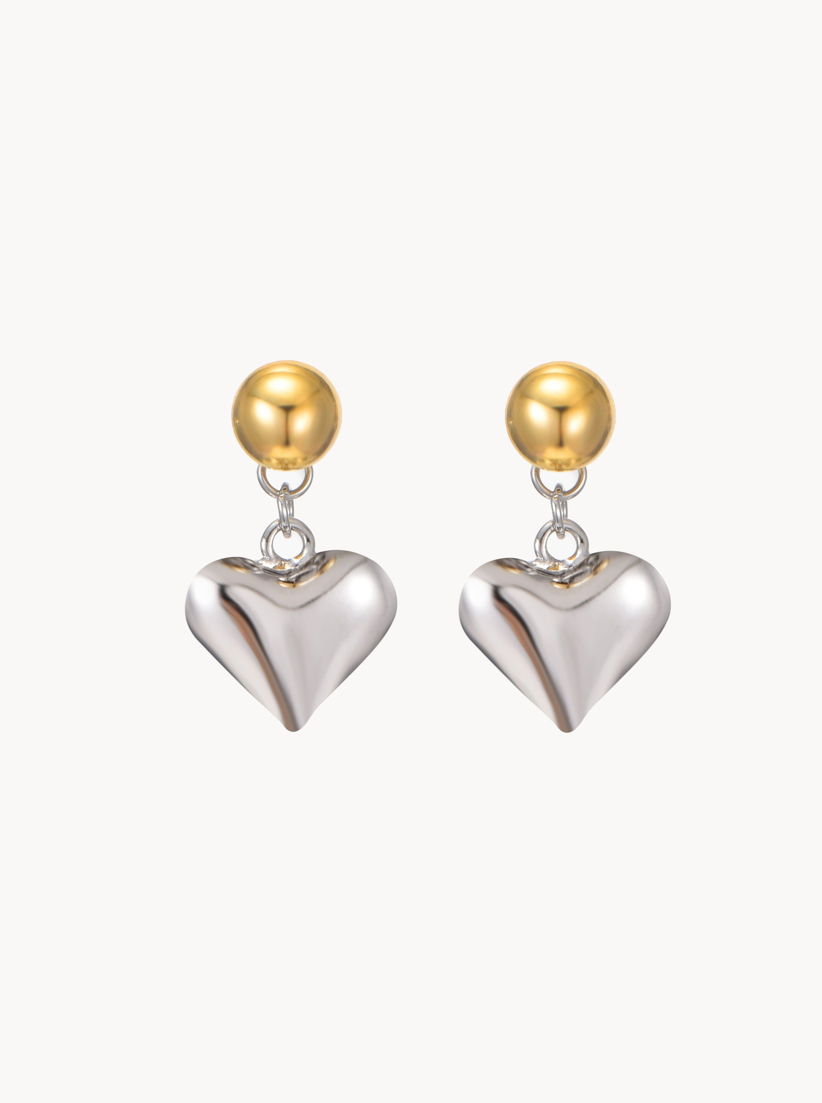 Mixed Metal Heart Stud Earrings - Kuri Jewelry