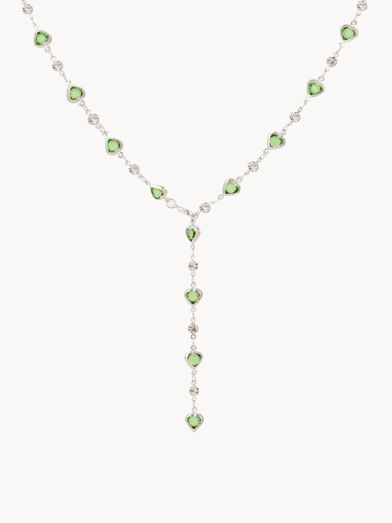 Margaret Green Hearts Silver Necklace - Kuri Jewelry