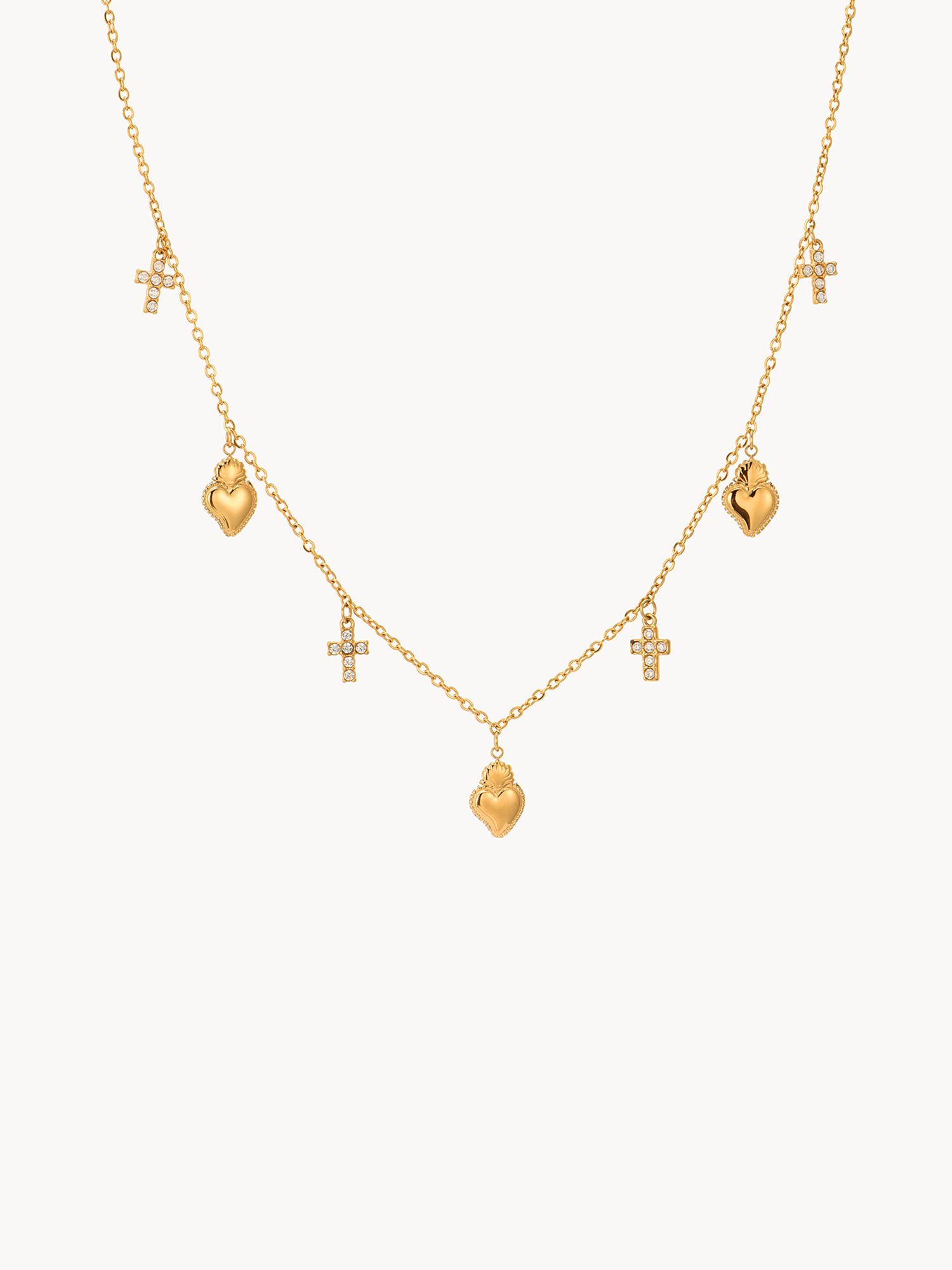 Sacred Heart Cross Chain Necklace | Elegant Minimalist Jewelry – Kuri