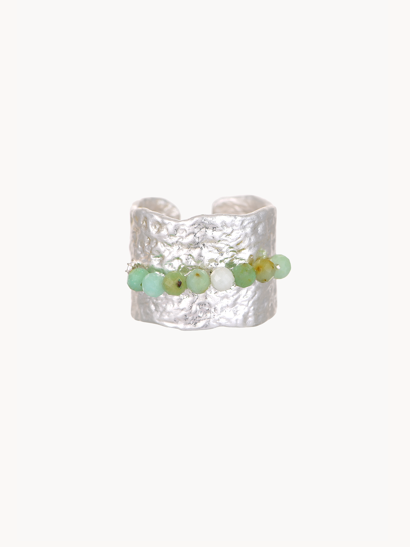 Wendy Aventurine Chunky Silver Ring