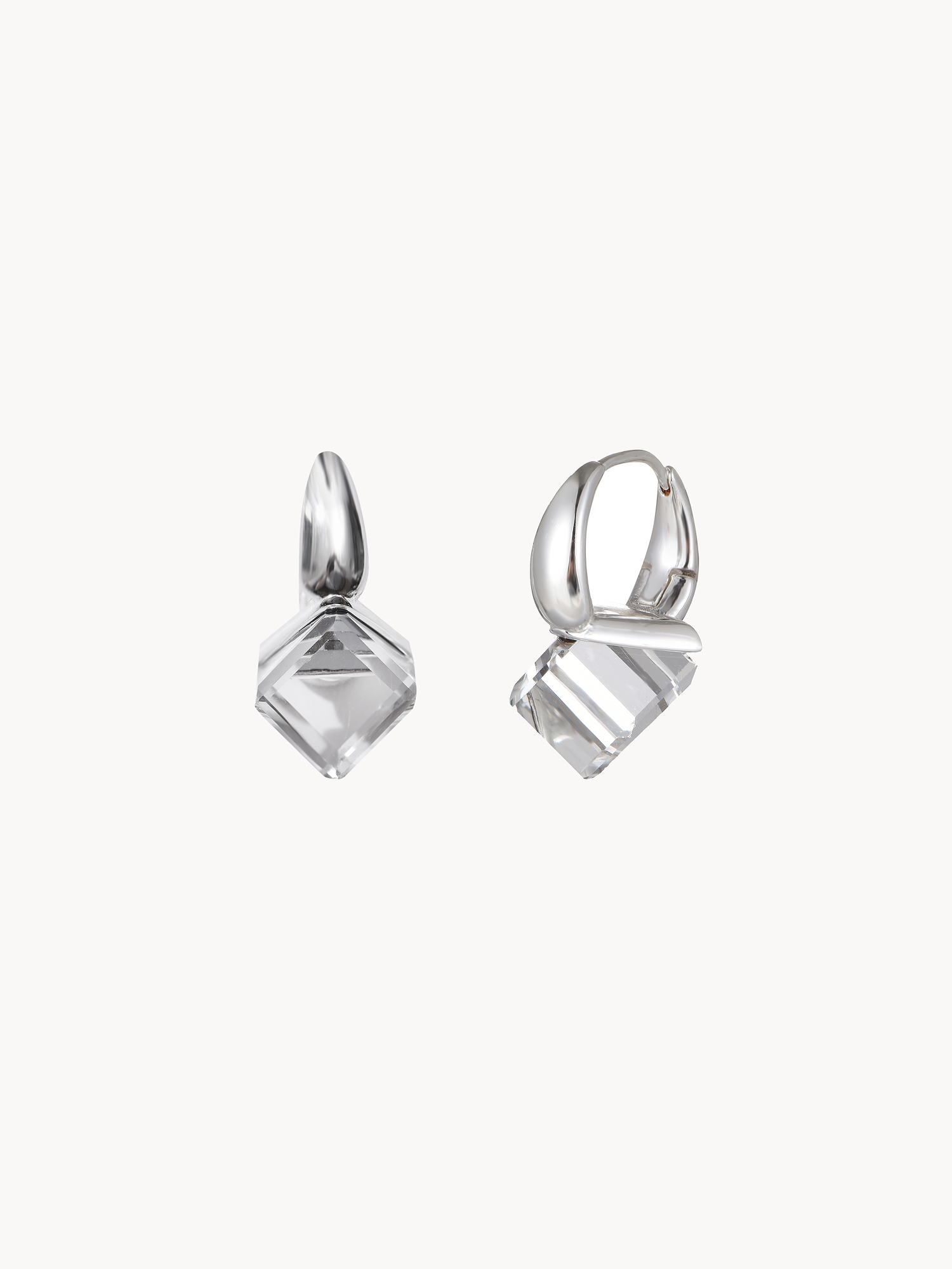 White Cube Silver Earrings