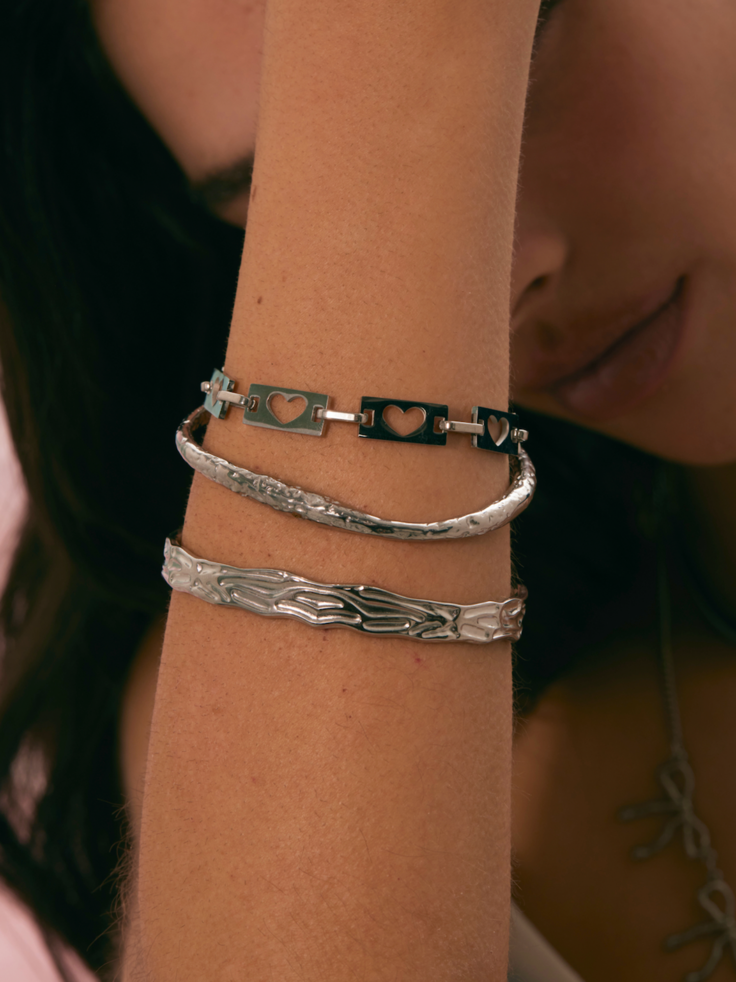 Yetta Silver Textured Bracelet