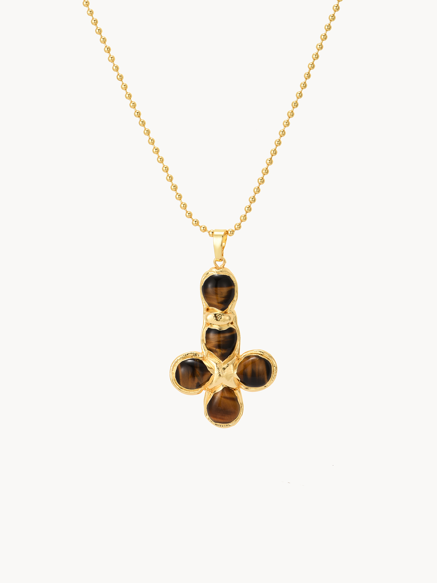 Agatha Tiger's Eye Cross Necklace