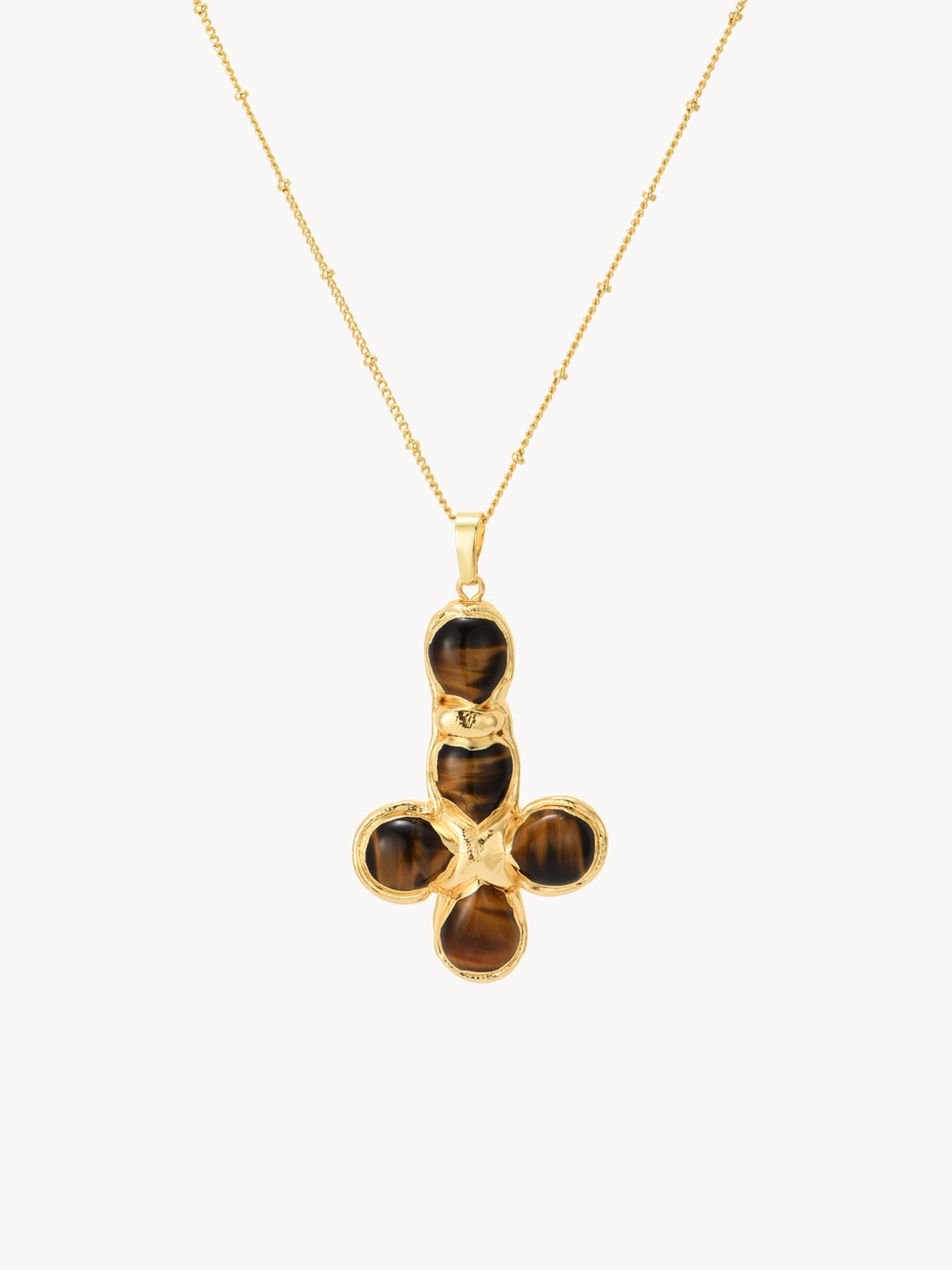 Agatha Tiger's Eye Cross Necklace