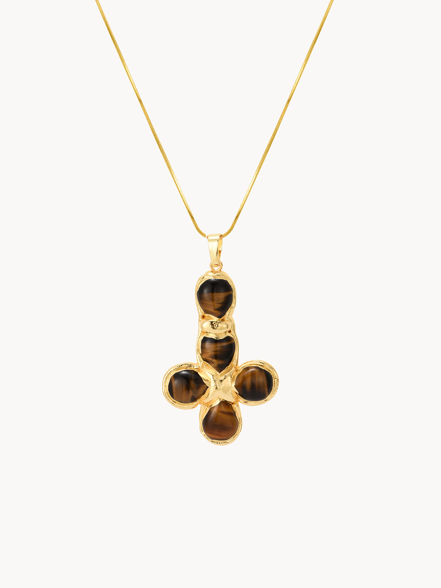 Agatha Tiger's Eye Cross Necklace