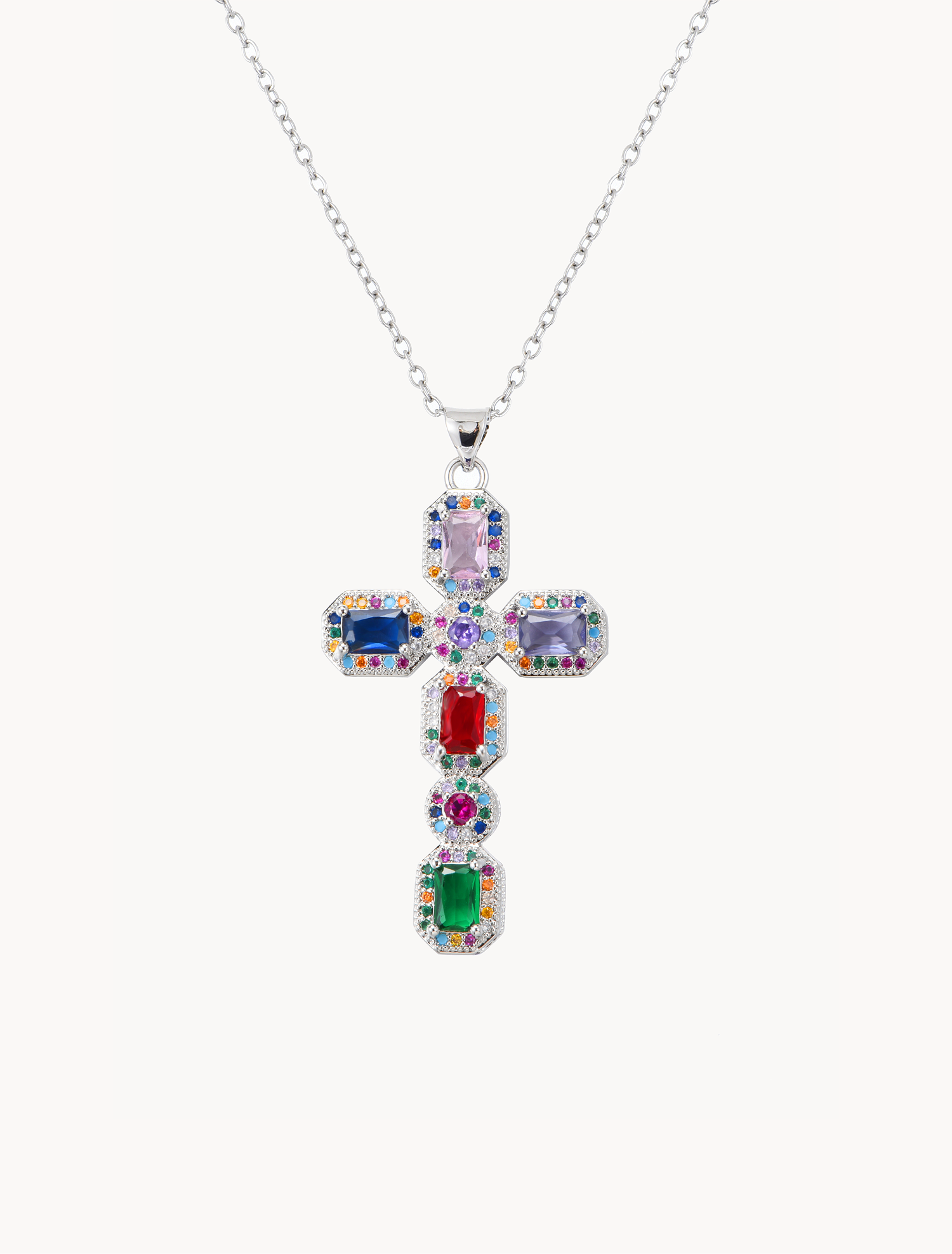 Coral Colorful Cross Necklace - Kuri Jewelry