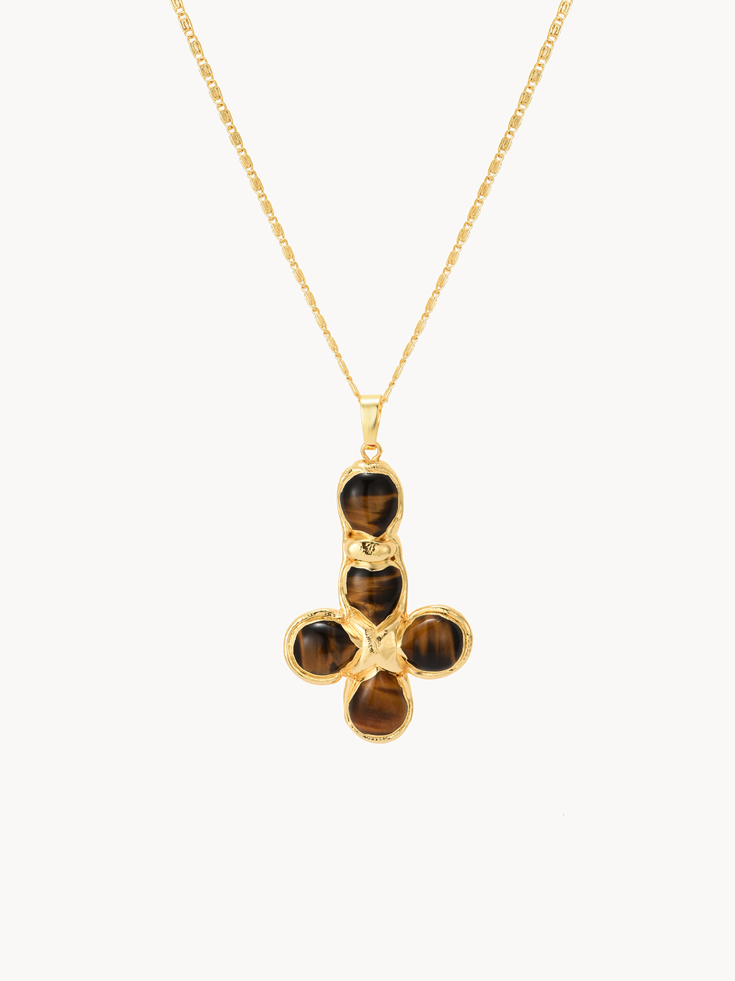 Agatha Tiger's Eye Cross Necklace