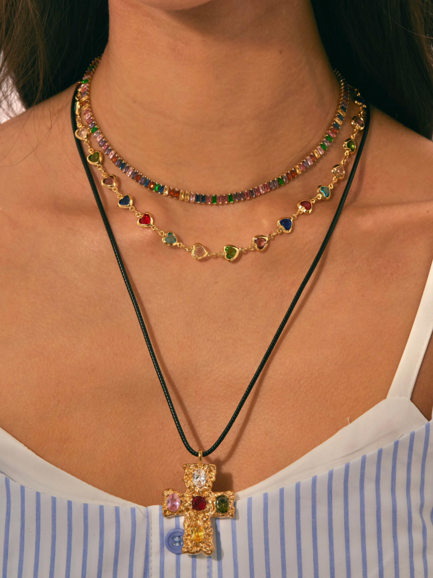 Margaret Colorful Hearts Necklace - Kuri Jewelry