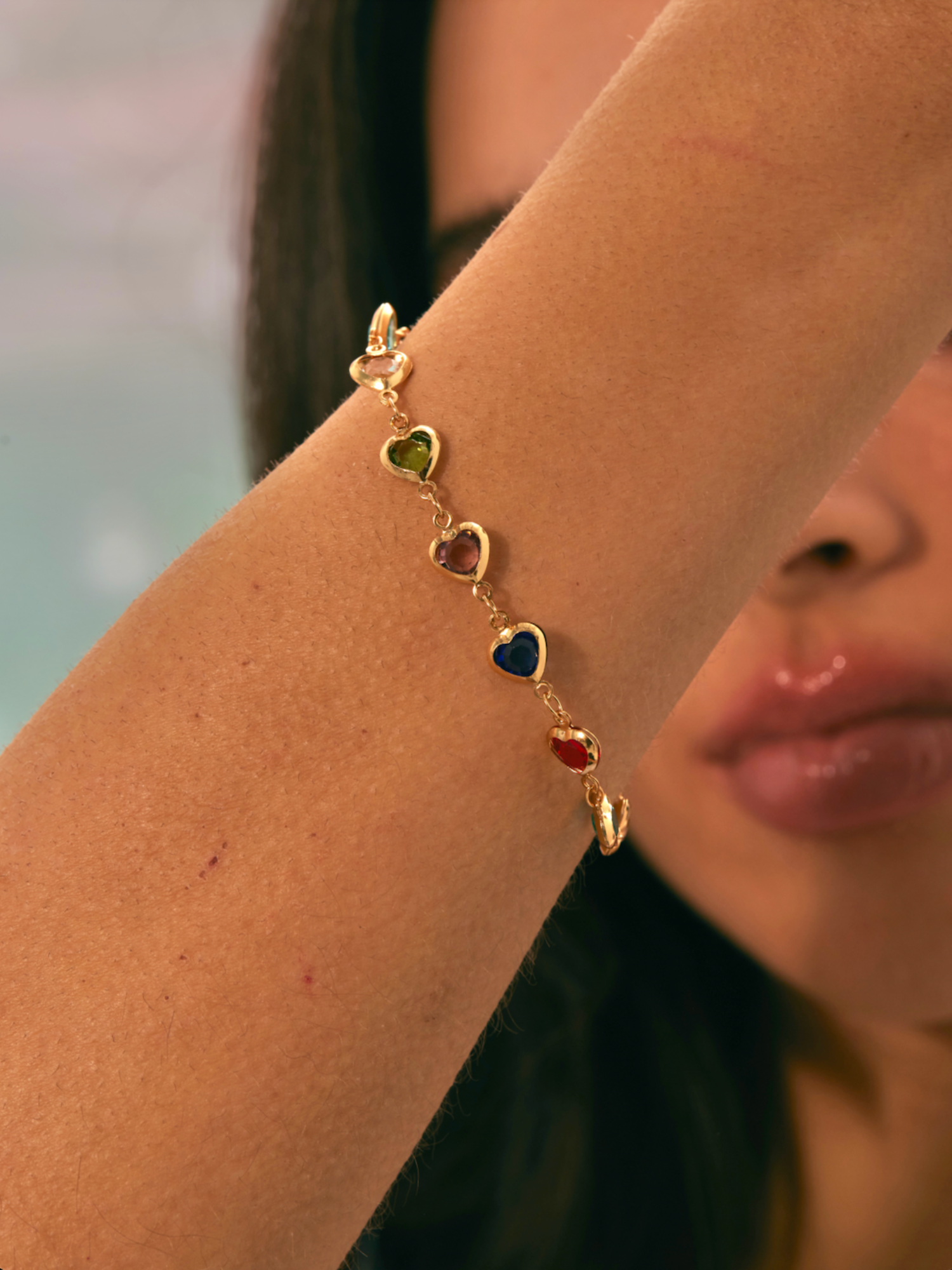 Margaret Colorful Hearts Bracelet - Kuri Jewelry