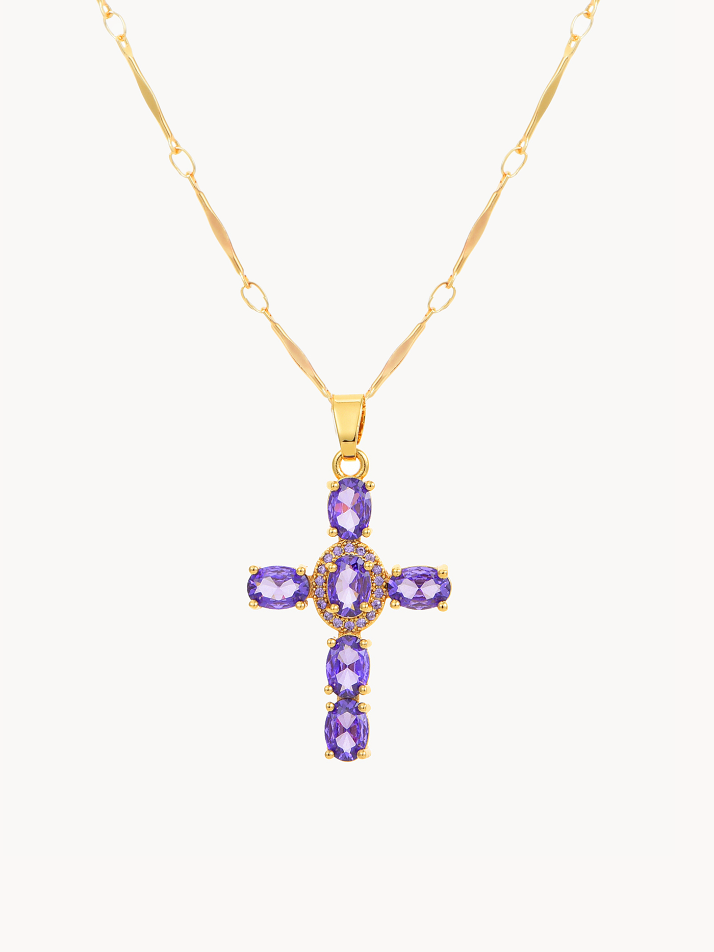 Elvira Purple Cross Necklace