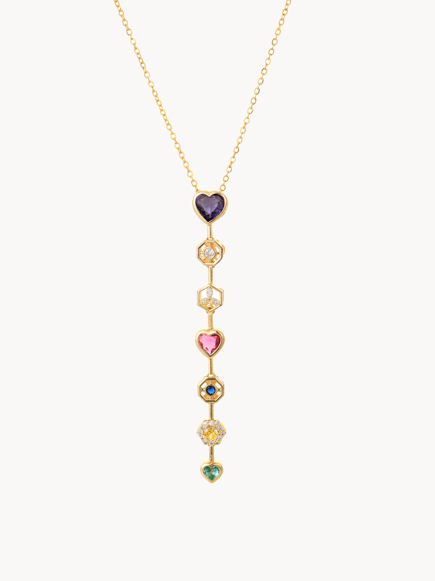 Heloise Colorful Hearts Drop Necklace