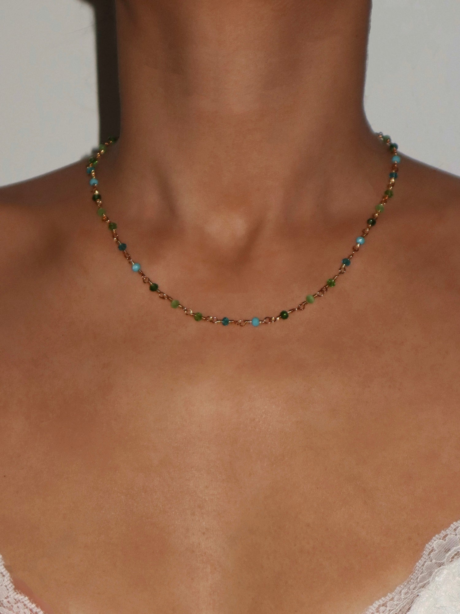 Mary Green Beaded Chain Necklace - Kuri Jewelry