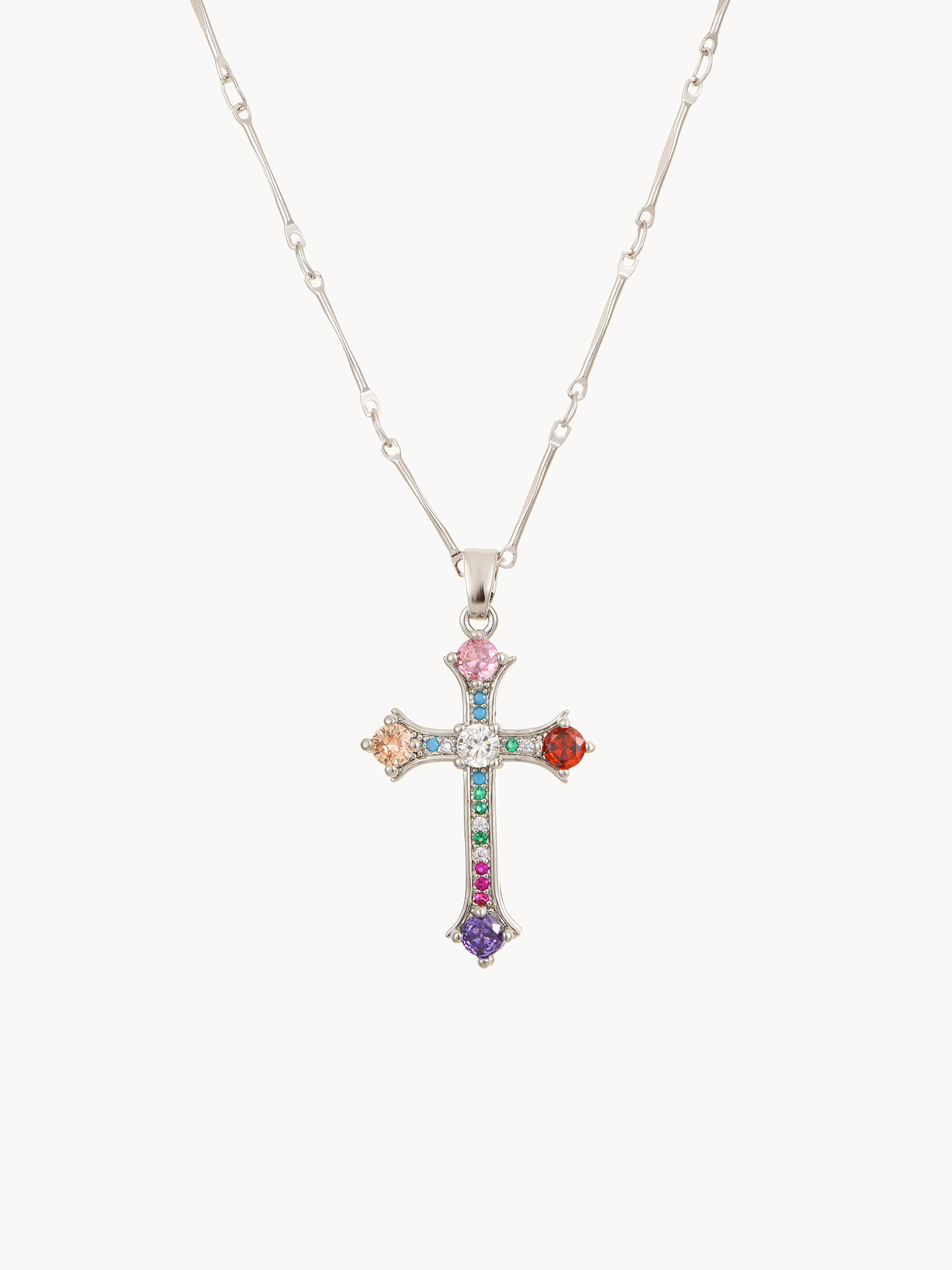 Natasha Colorful Cross Golden Necklace - Kuri Jewelry