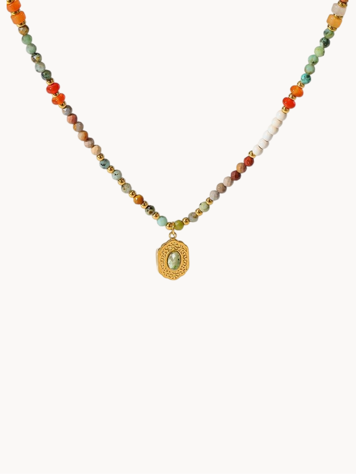 Donna Natural Stone Beaded Necklace