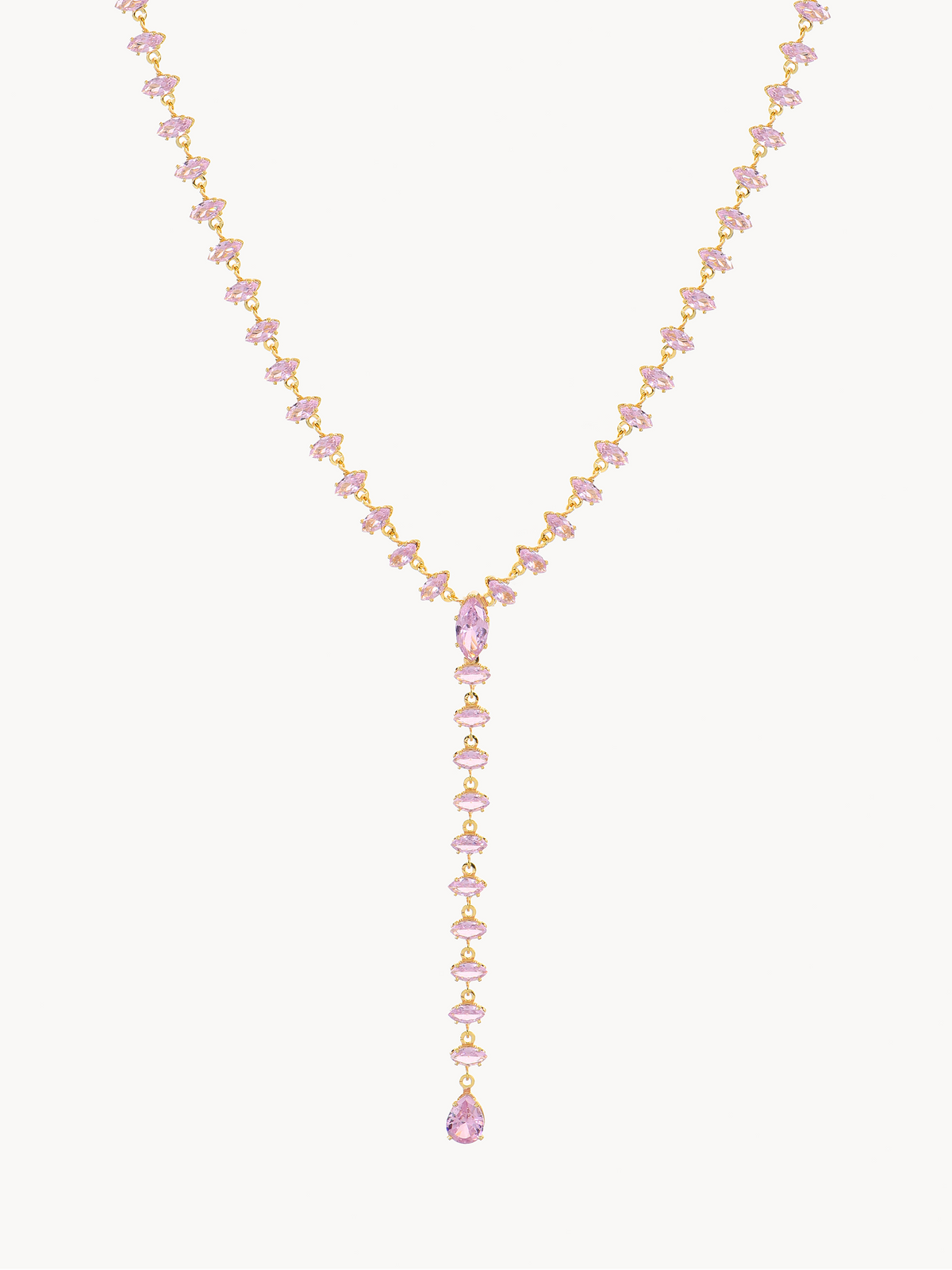 Pink Crystal Lariat Necklace | Maxine Collection | Kuri Jewelry