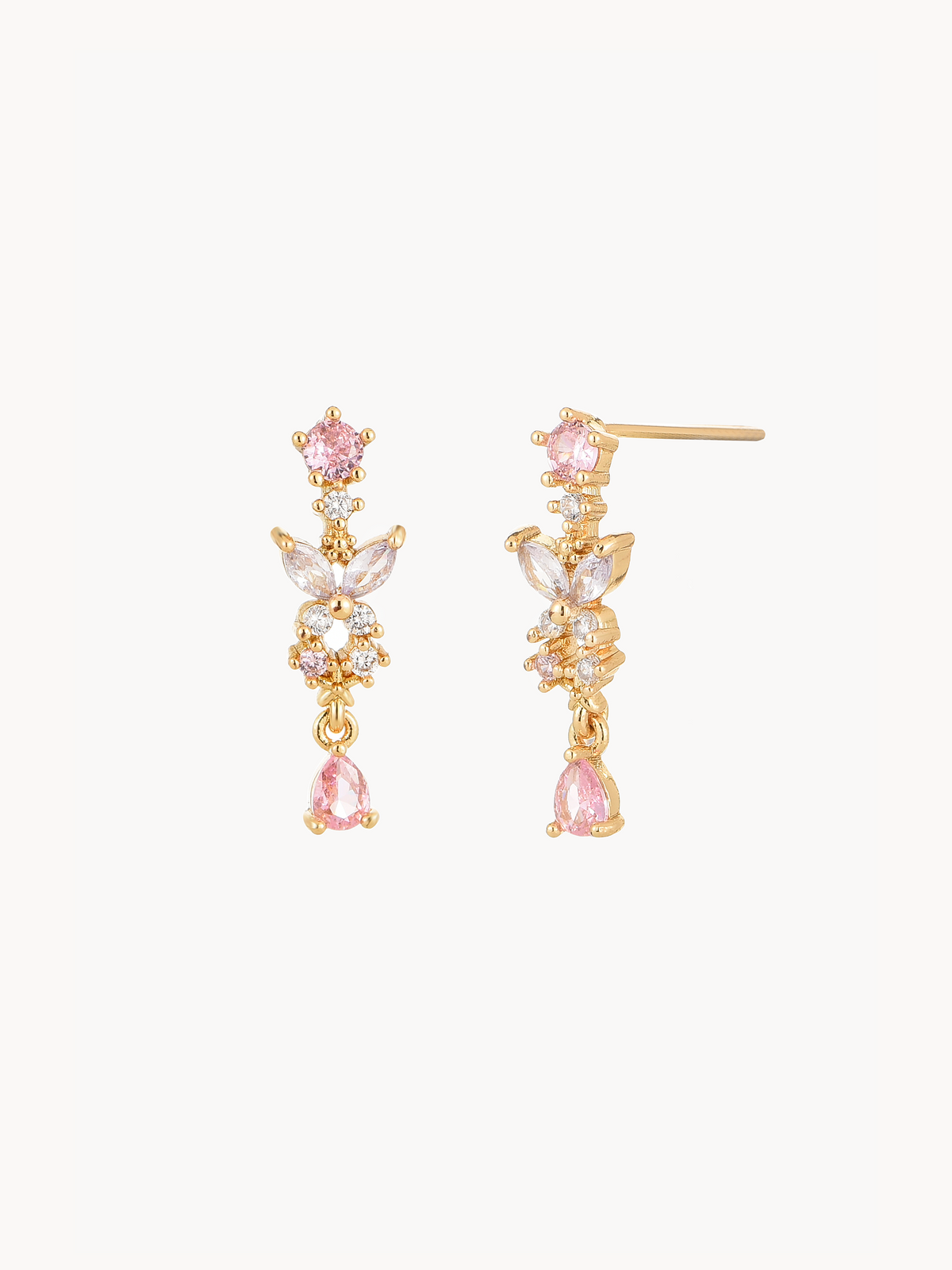 Camille Butterfly Pink Drop Earrings