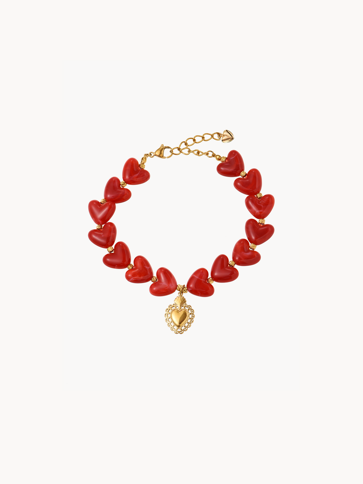 Sacred Chunky Red Hearts Bracelet