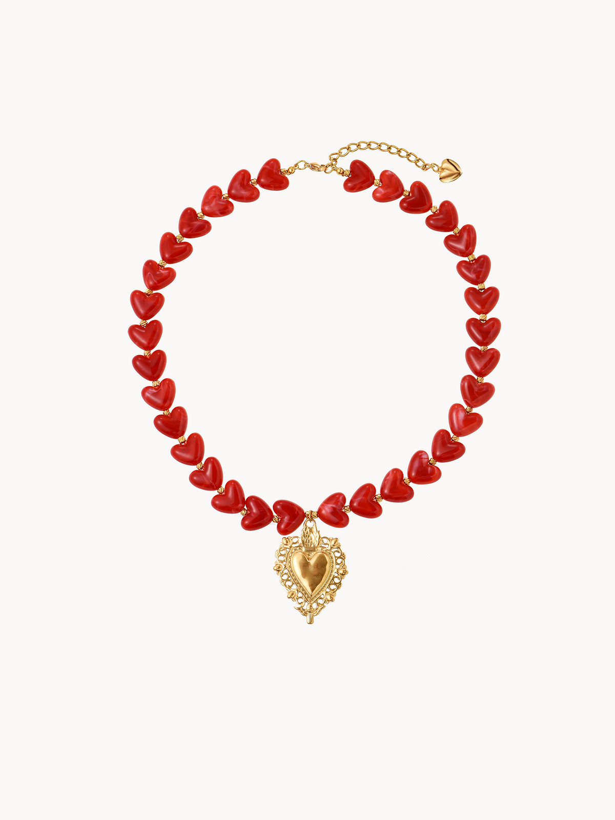 Sacred Chunky Red Hearts Necklace