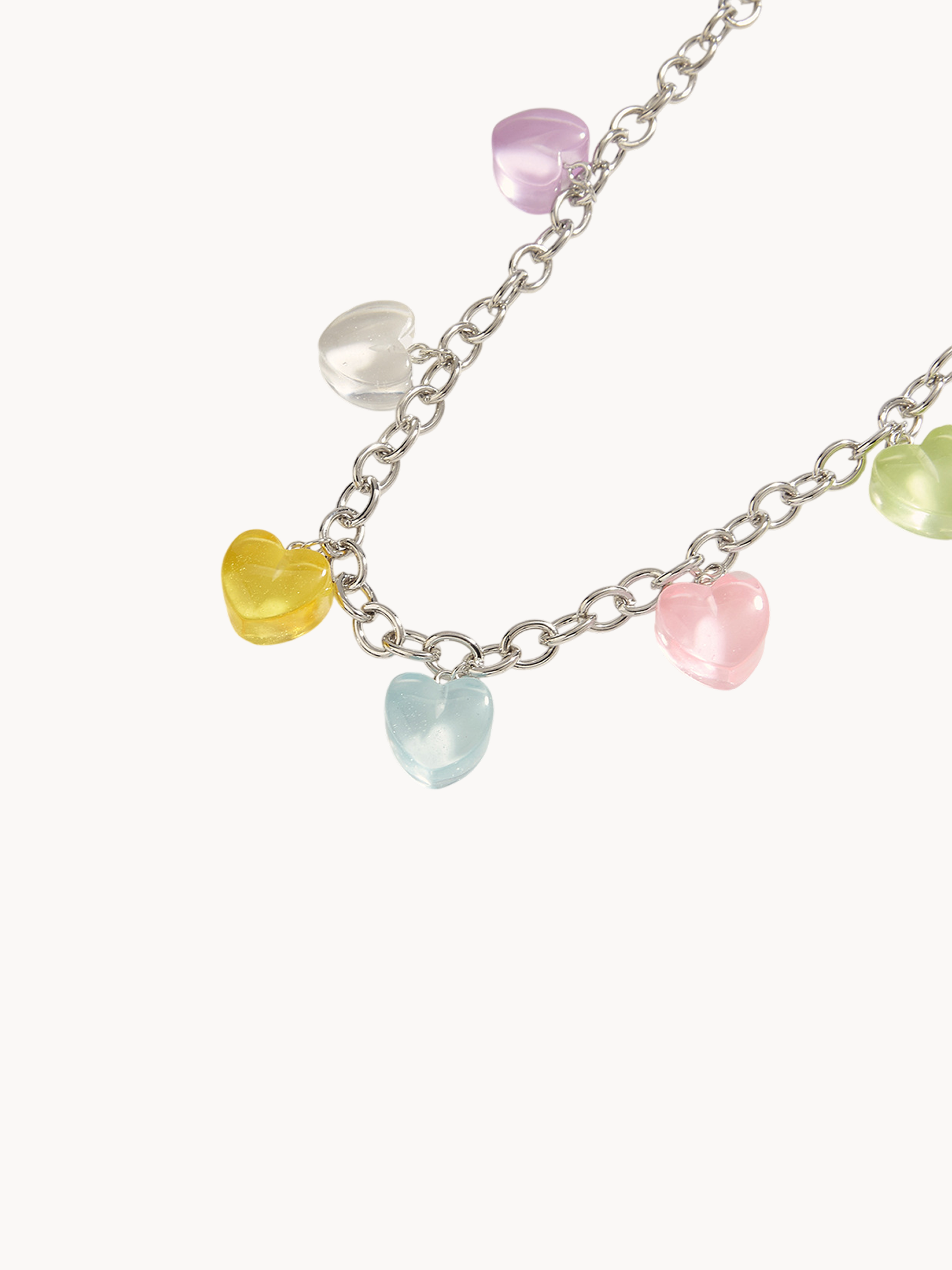 Isla Colorful Hearts Silver Necklace