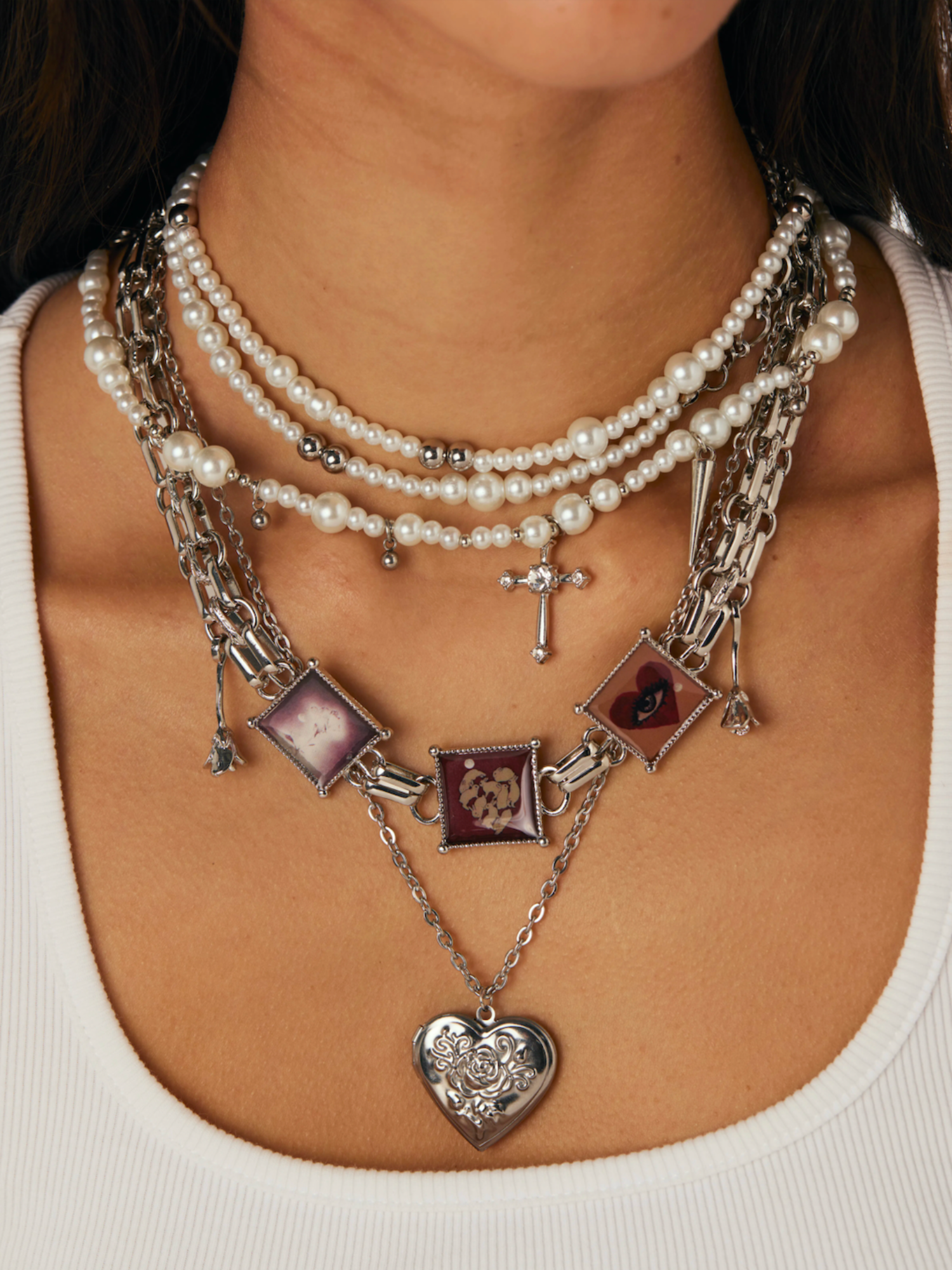 Belen Silver Heart Locket Necklace - Kuri Jewelry