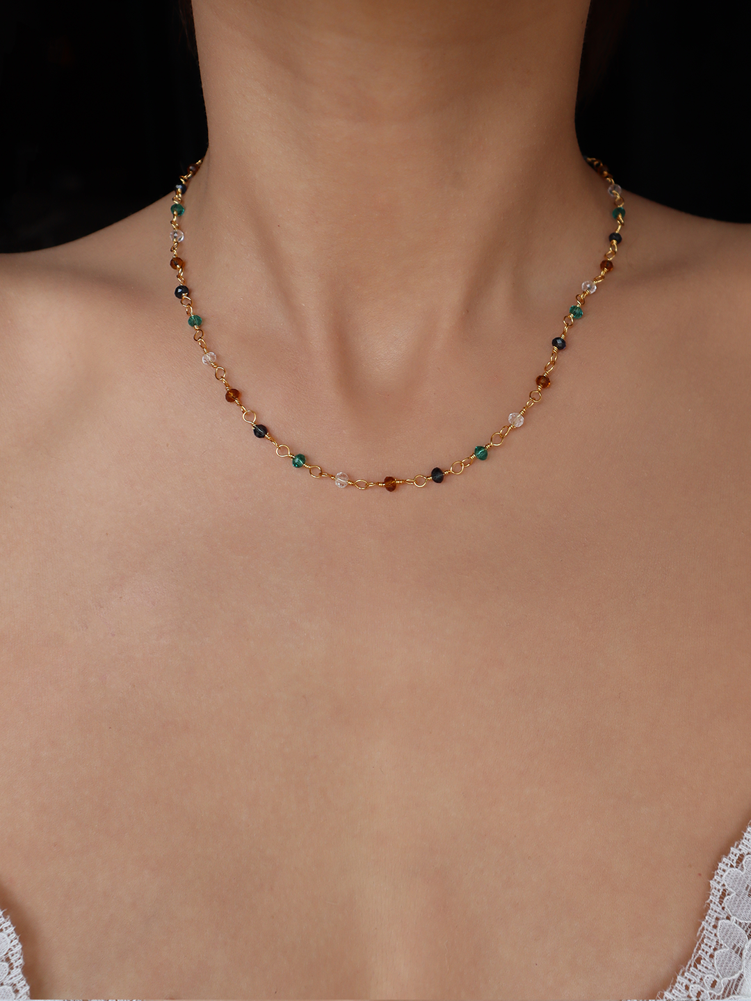 Mary Colorful Beaded Chain Necklace - Kuri Jewelry
