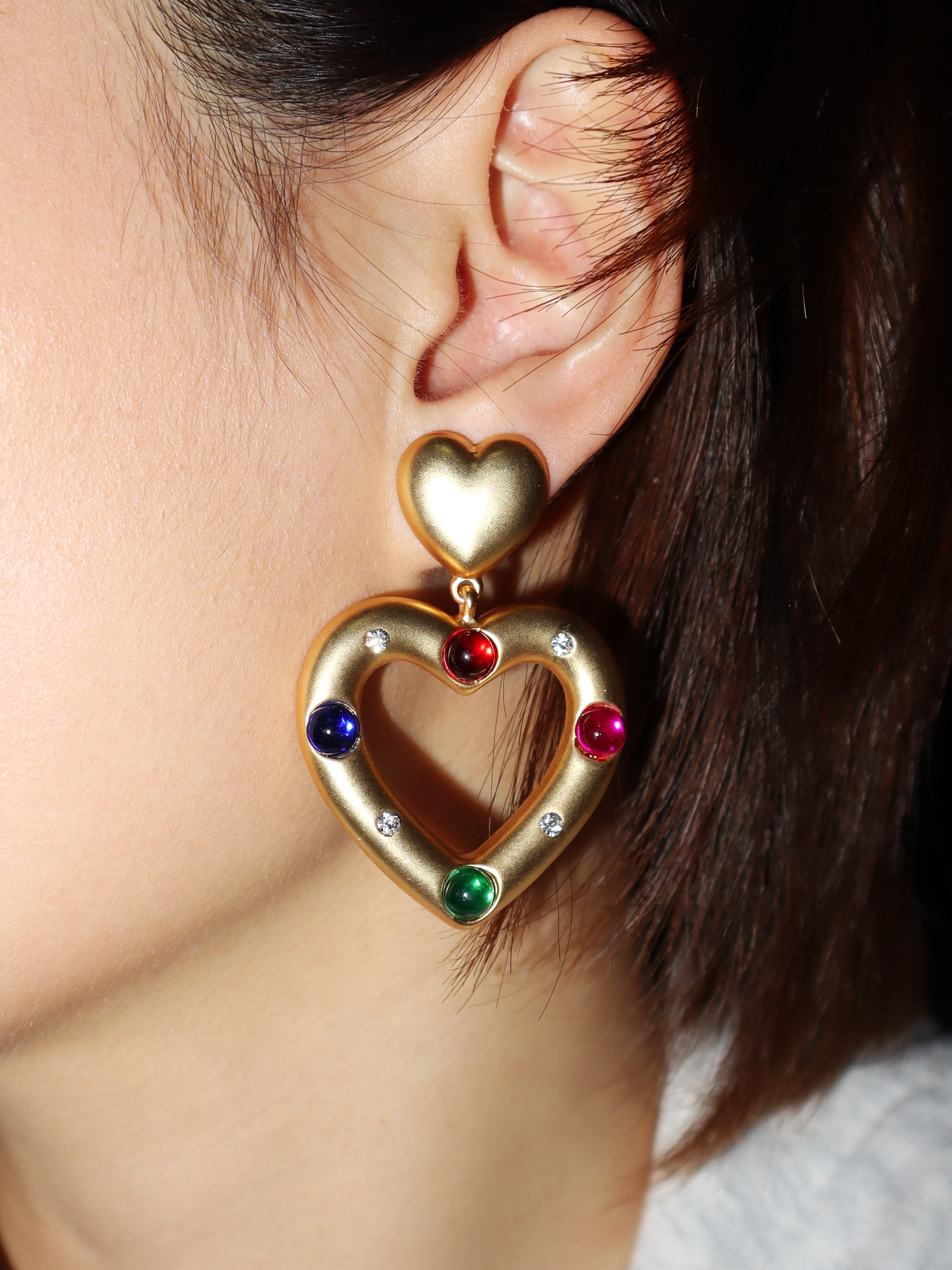 Celeste Colorful Vintage Heart Earrings