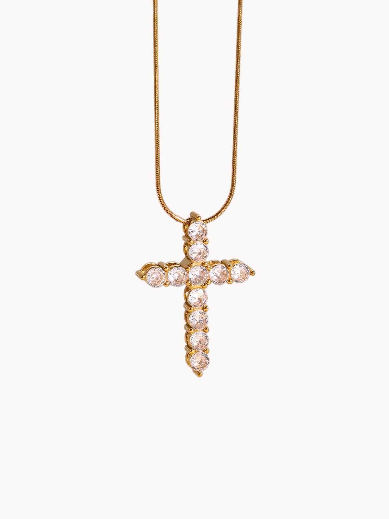 Betsy Glittering Golden Cross Necklace