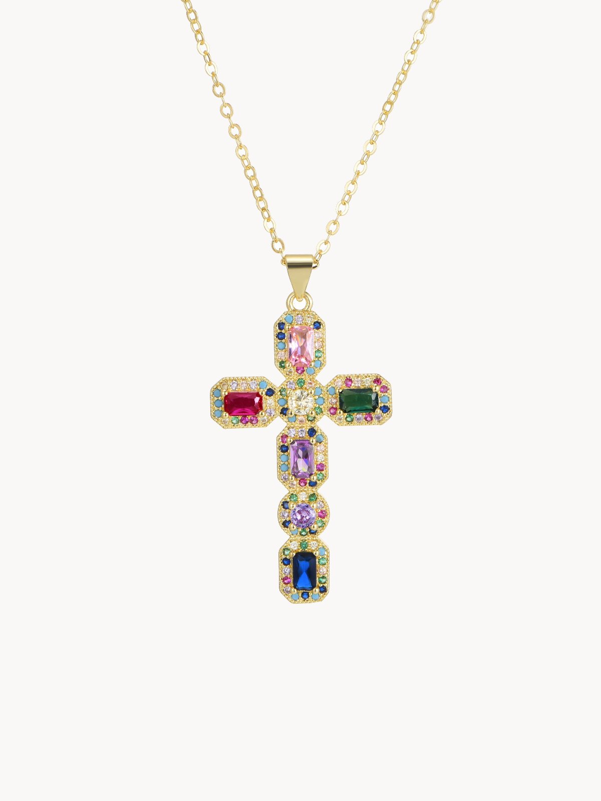 Coral Colorful Cross Necklace