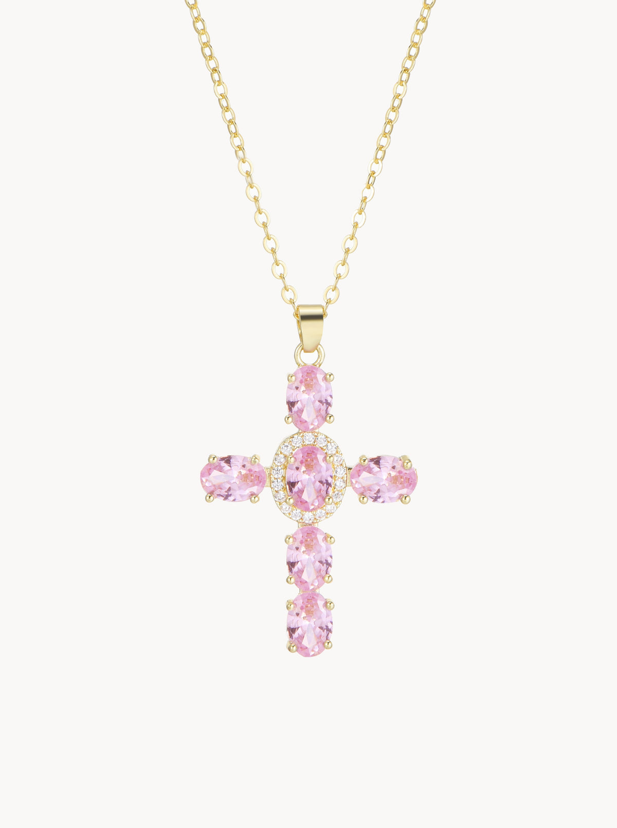 Elvira Pink Cross Necklace