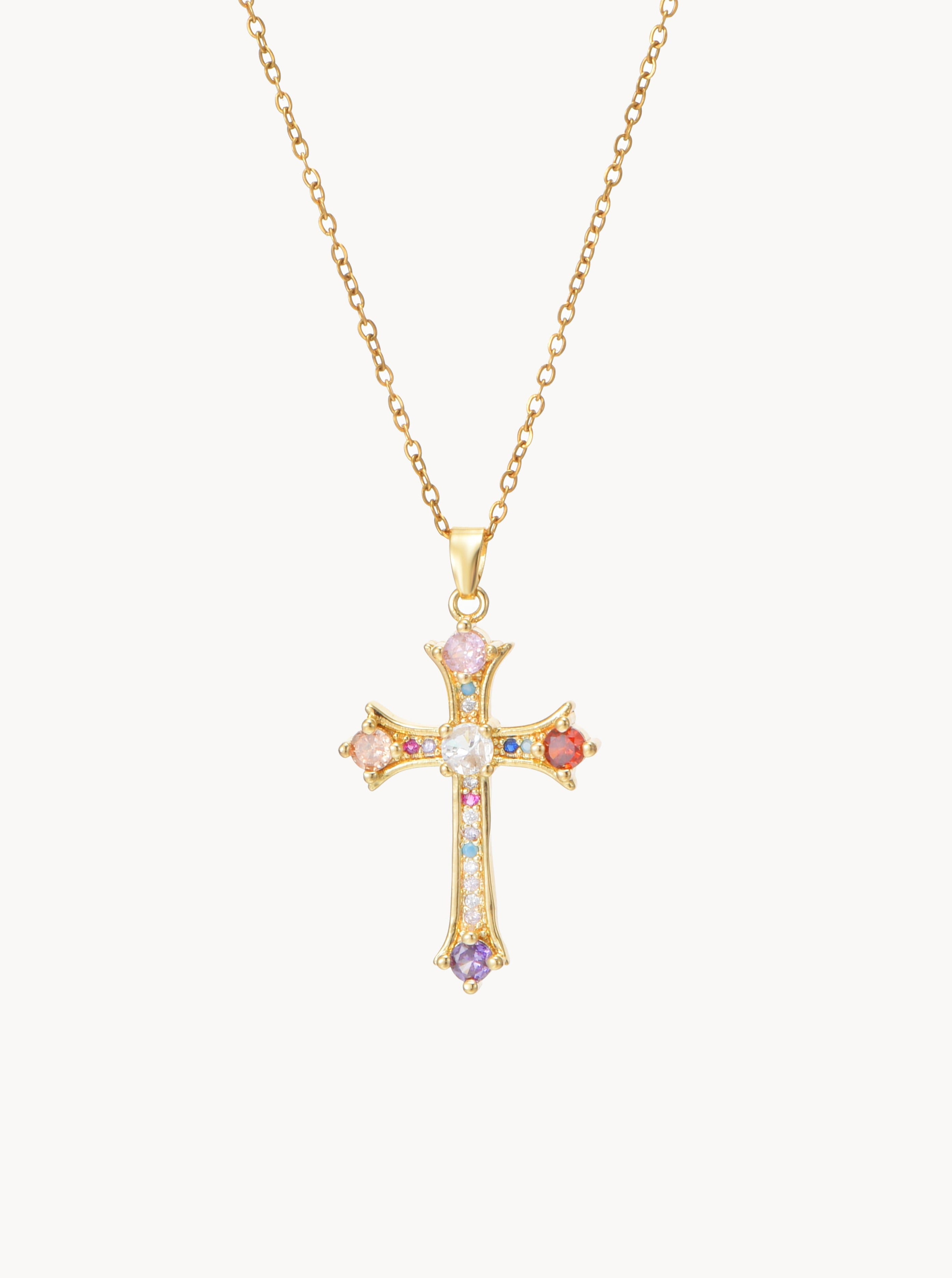 Natasha Colorful Cross Necklace