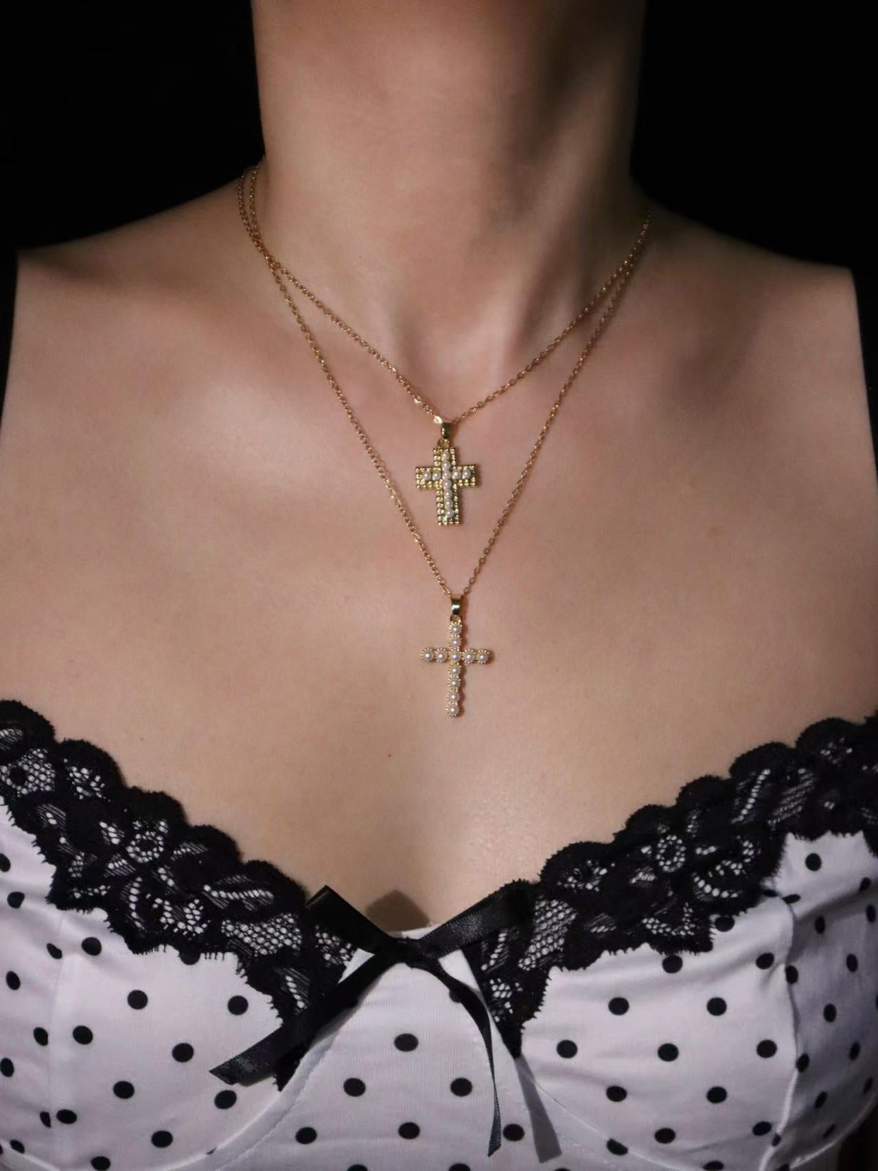 Fay Pearl Cross Necklace