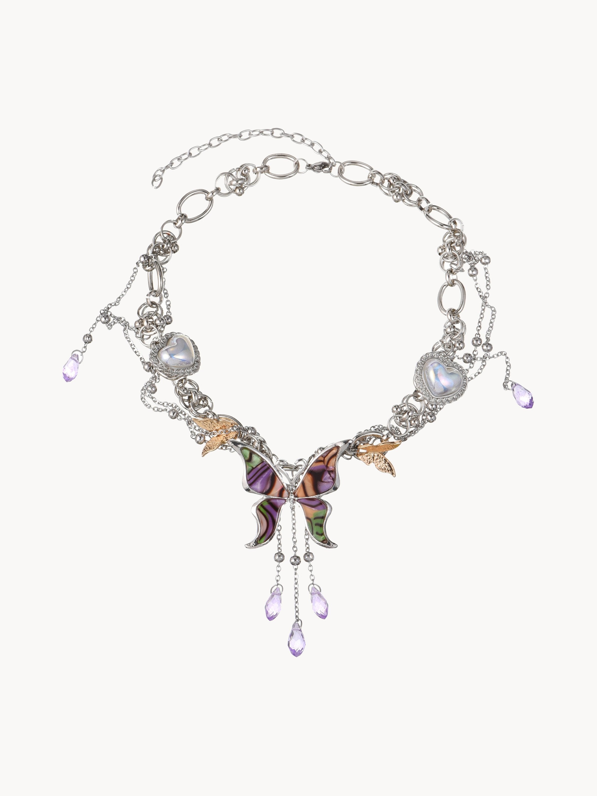 Wallis Colorful Butterfly Silver Necklace