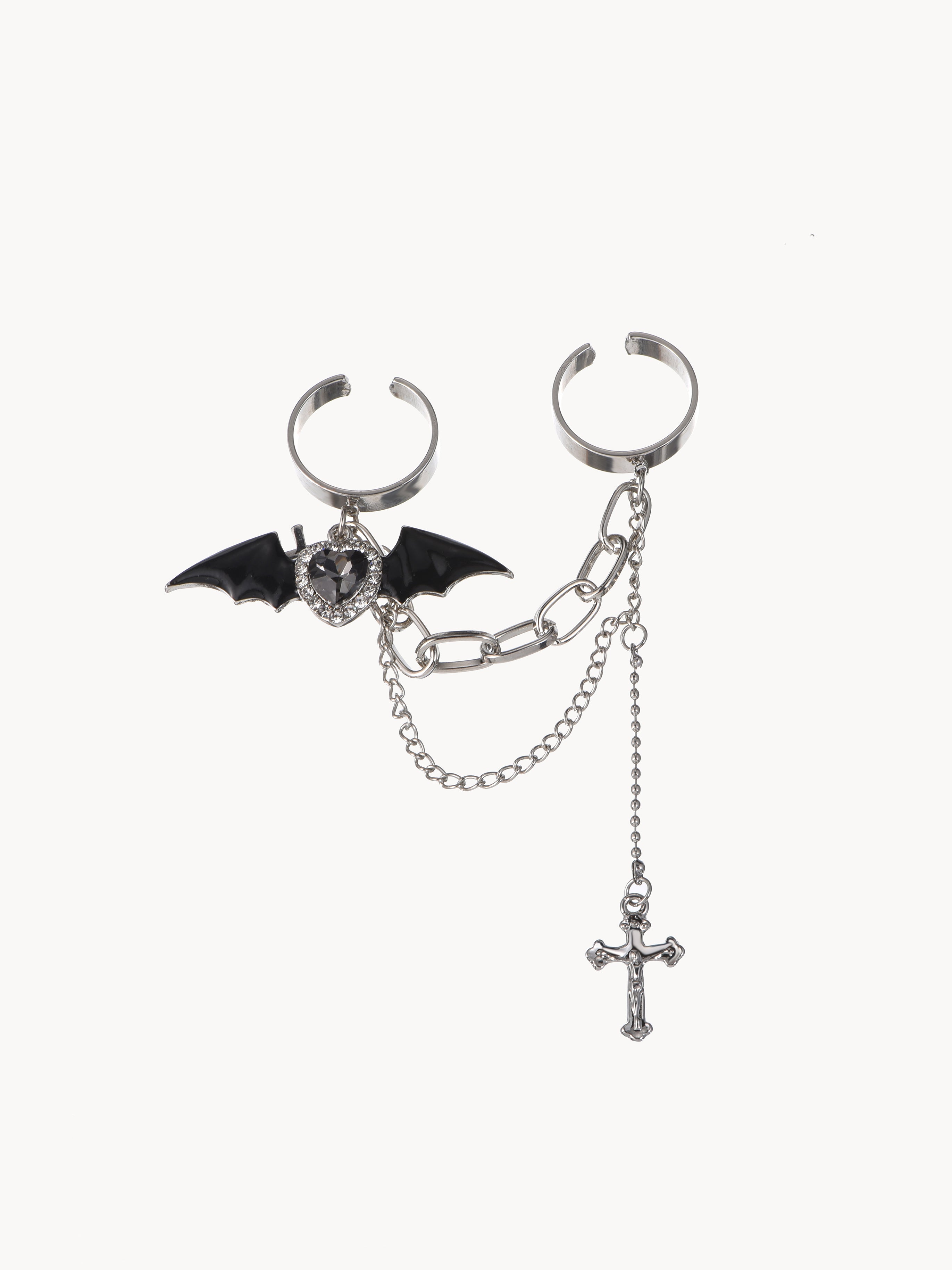 Goth Bat & Cross Ring