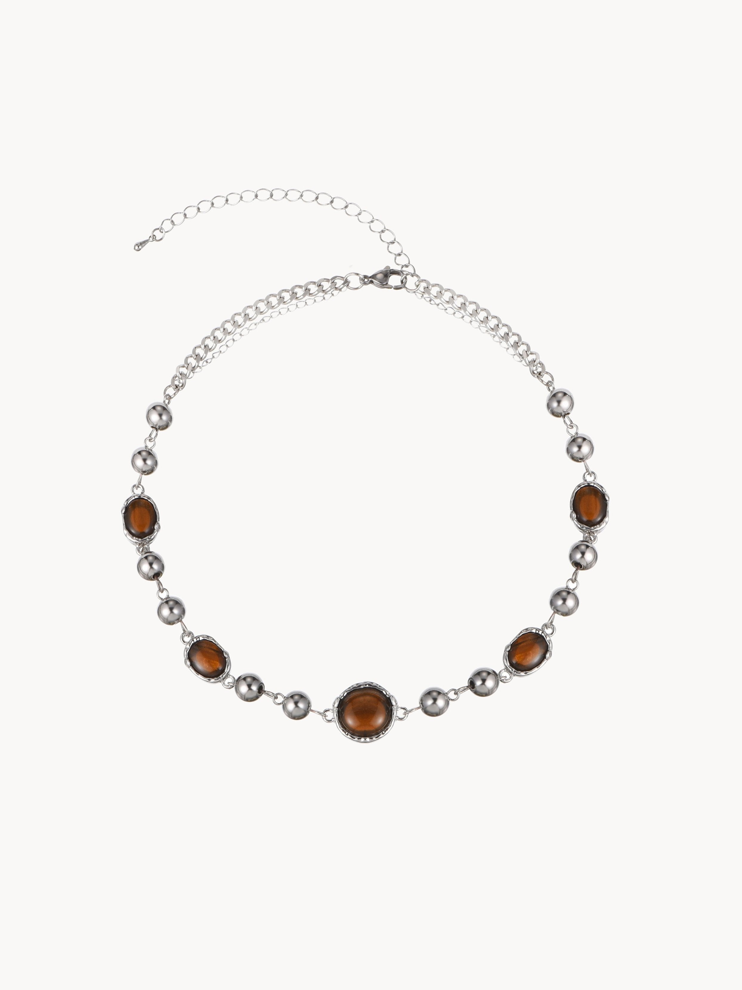 Cornelia Tiger's Eye Silver Necklace