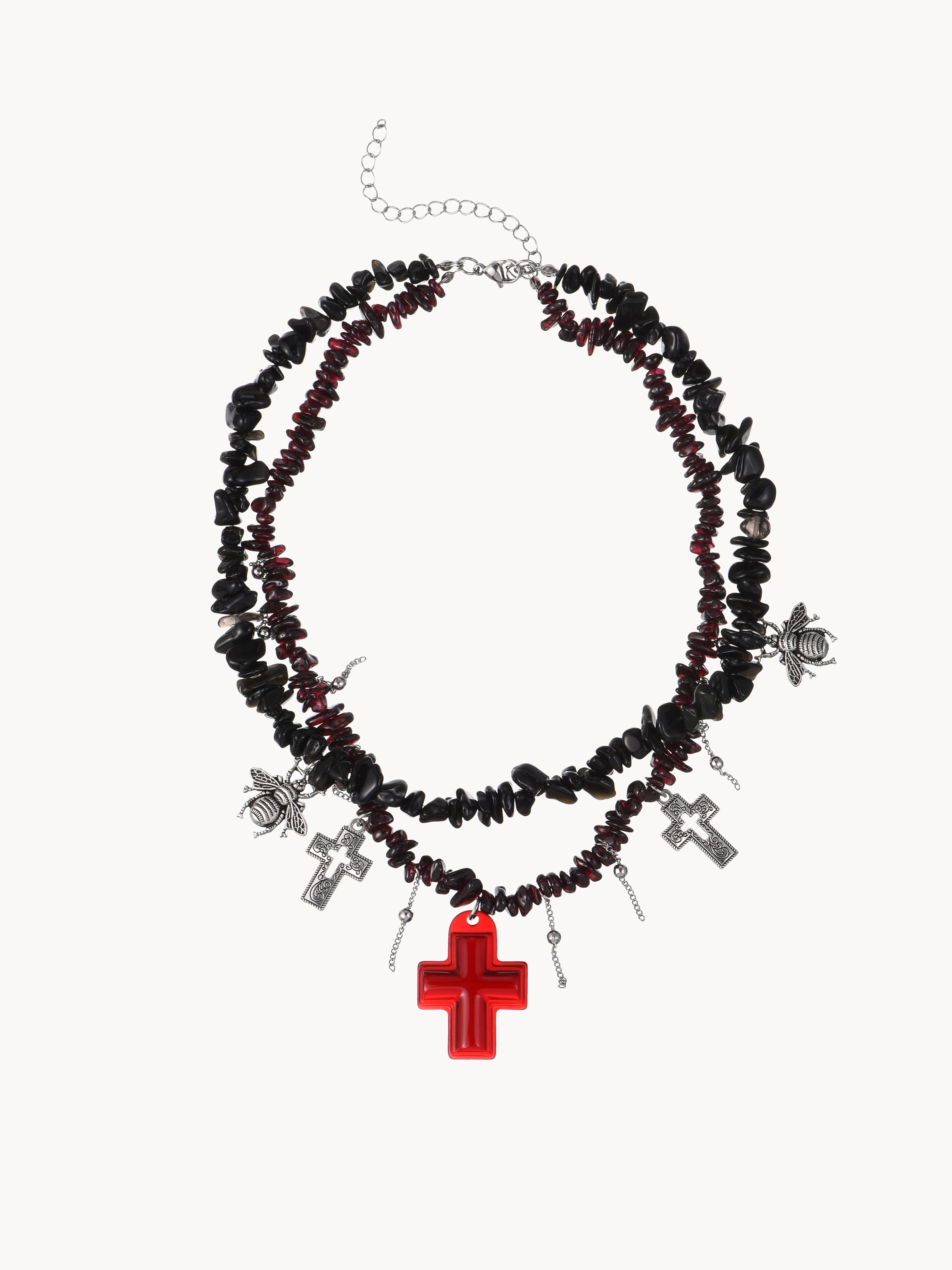 Goth Gravel Blood Cross Necklace