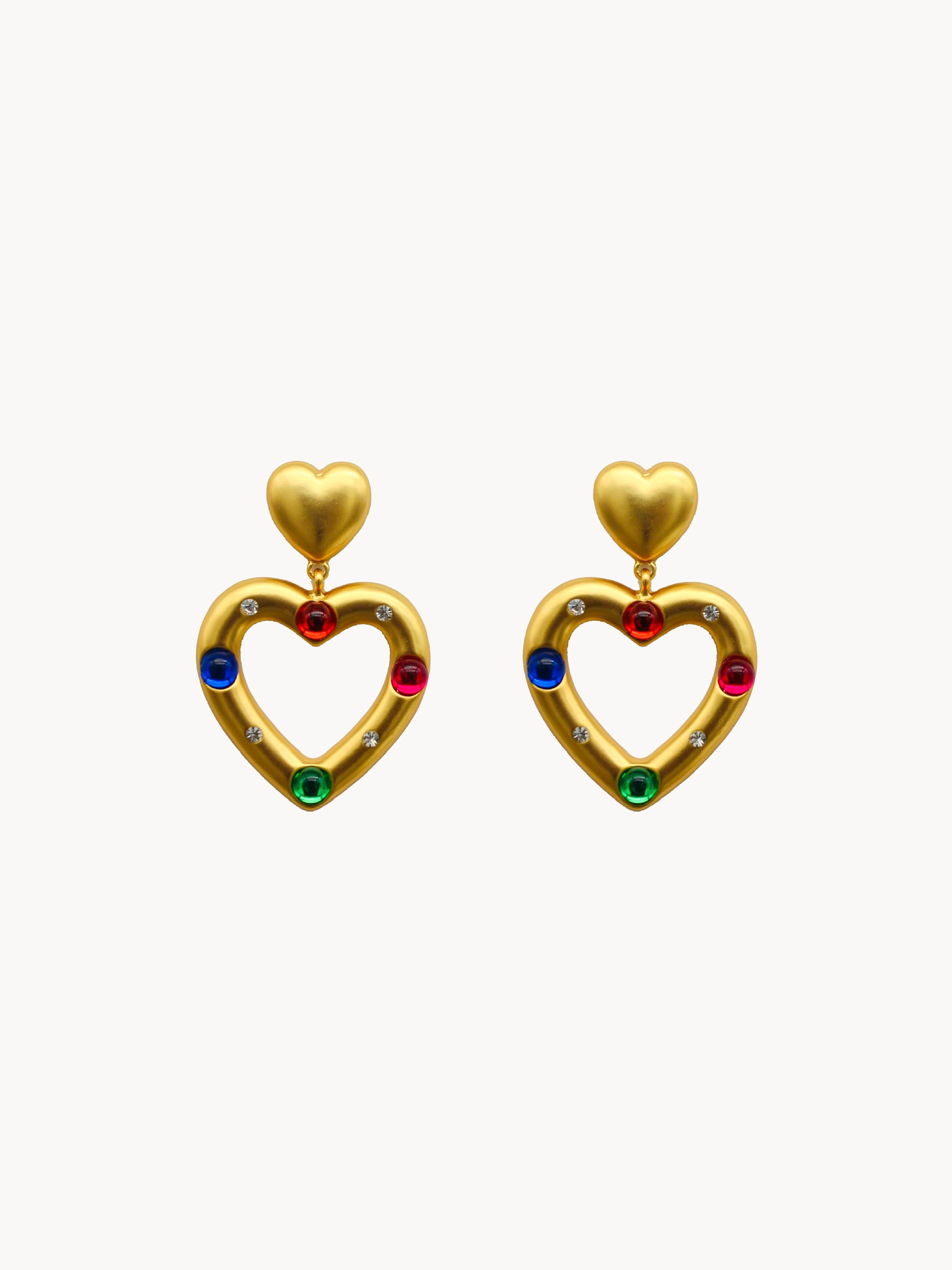 Celeste Colorful Vintage Heart Earrings