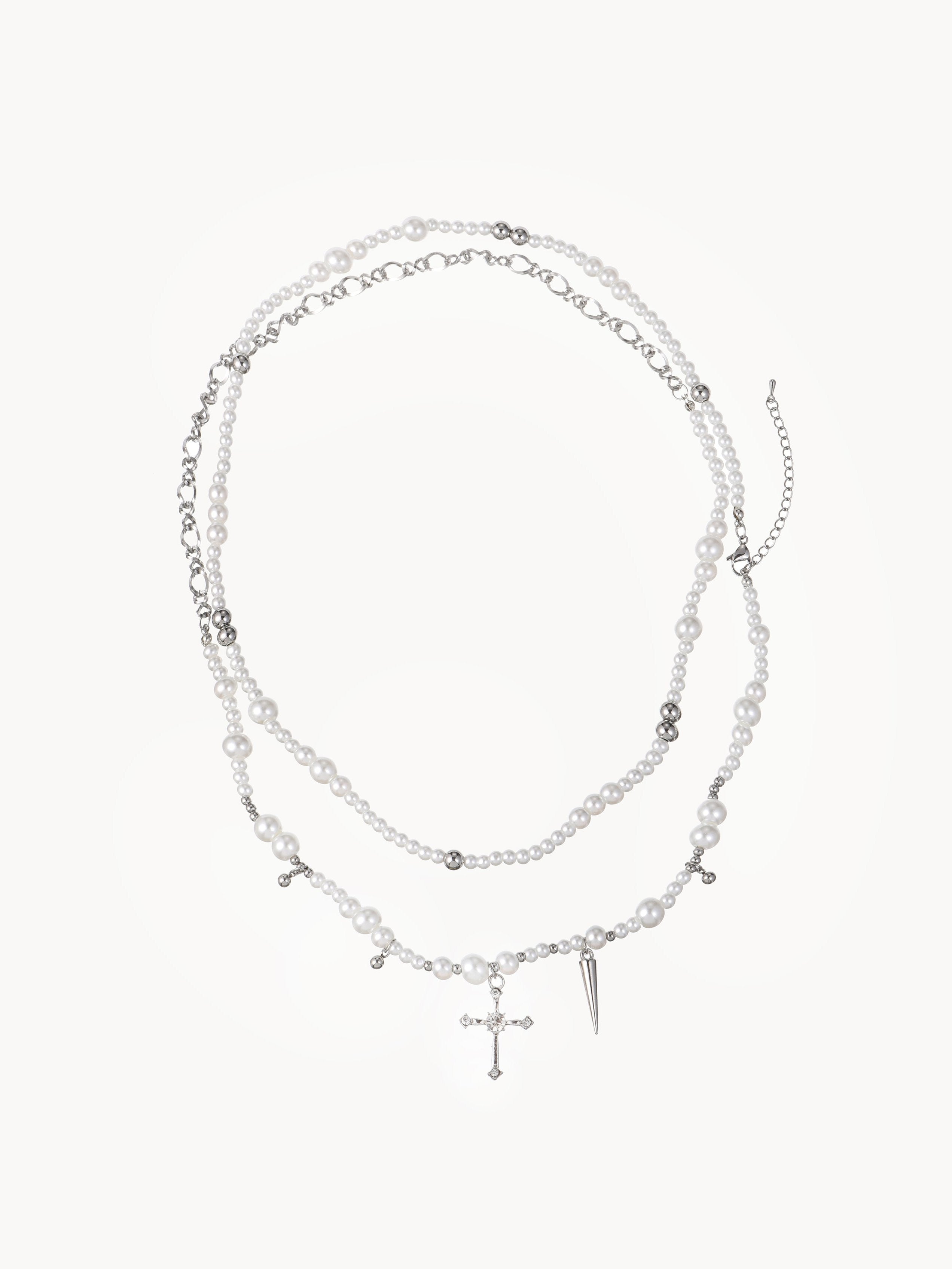 Lee Cross Pearl Long Chain Necklace