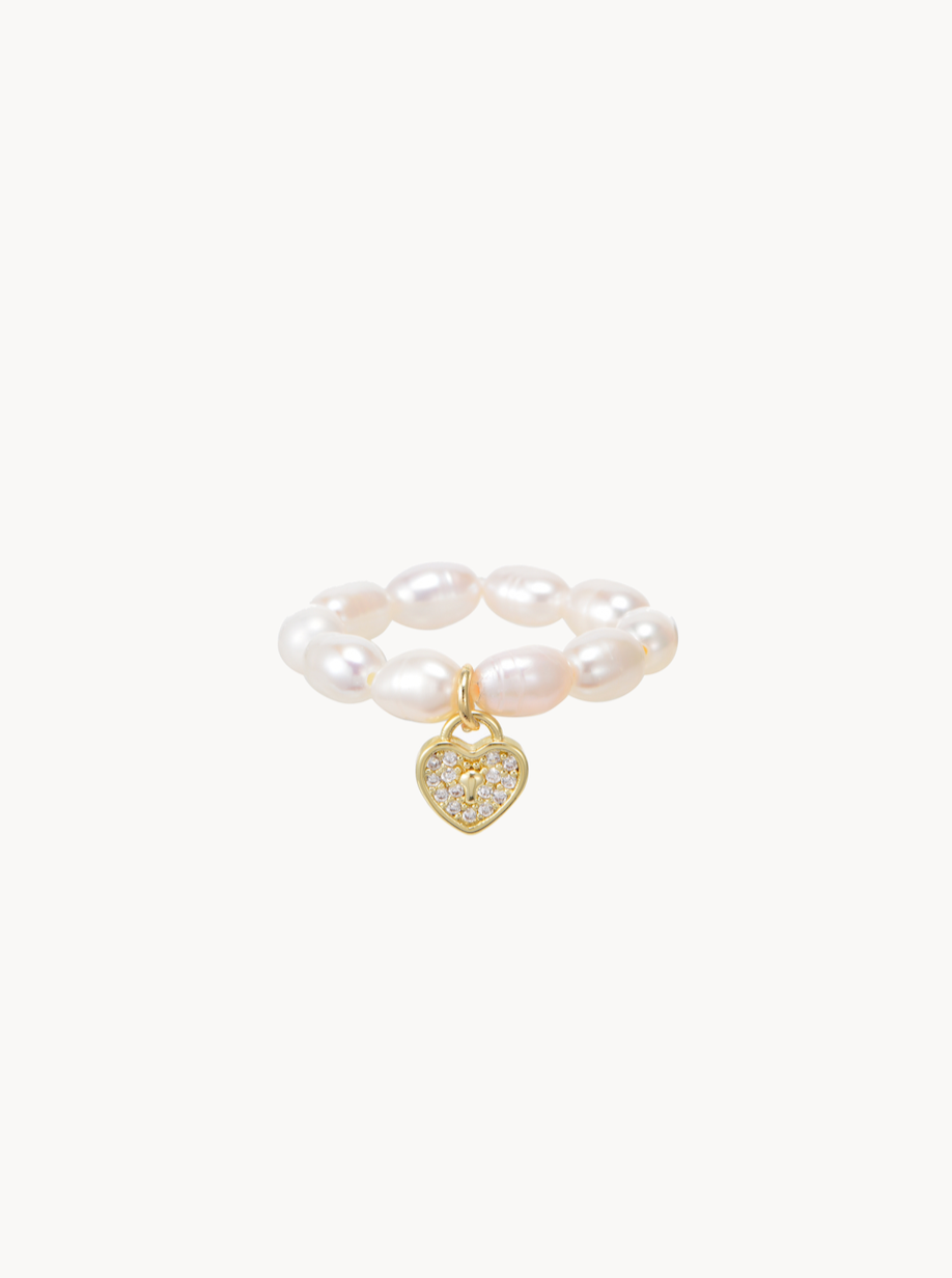 Ayla Heart Pearl Ring - Kuri Jewelry