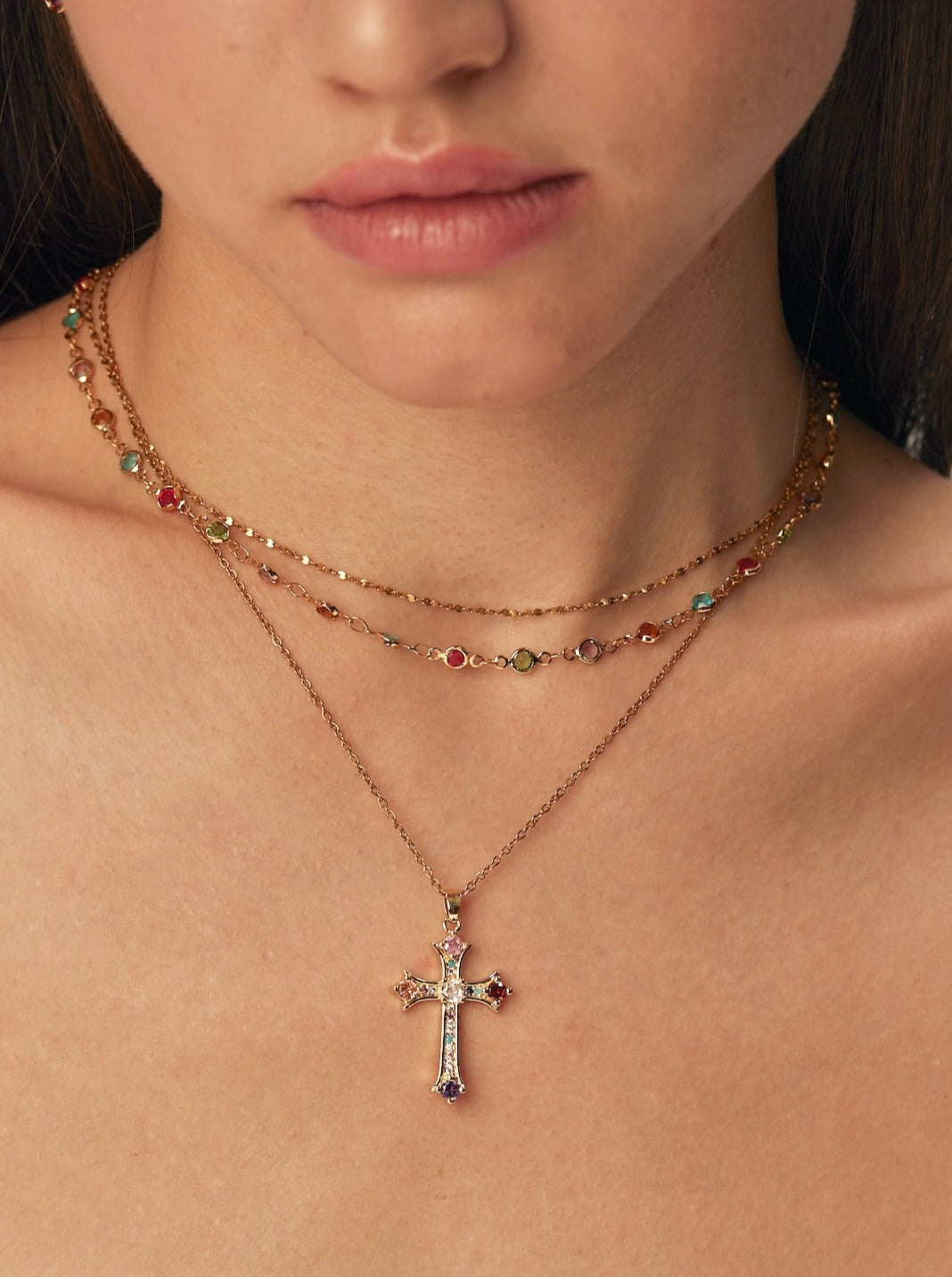 Natasha Colorful Cross Necklace