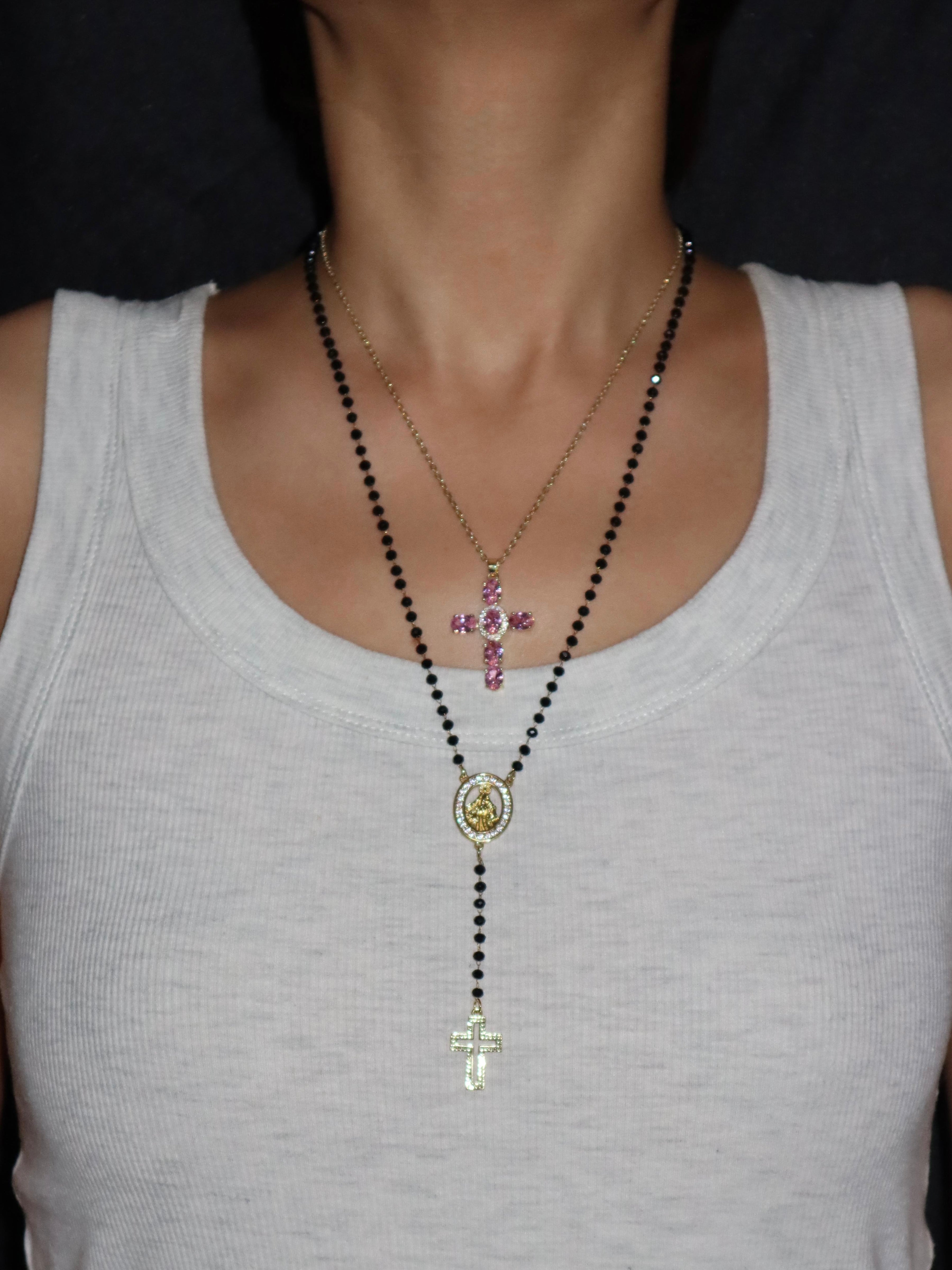 Elvira Pink Cross Necklace