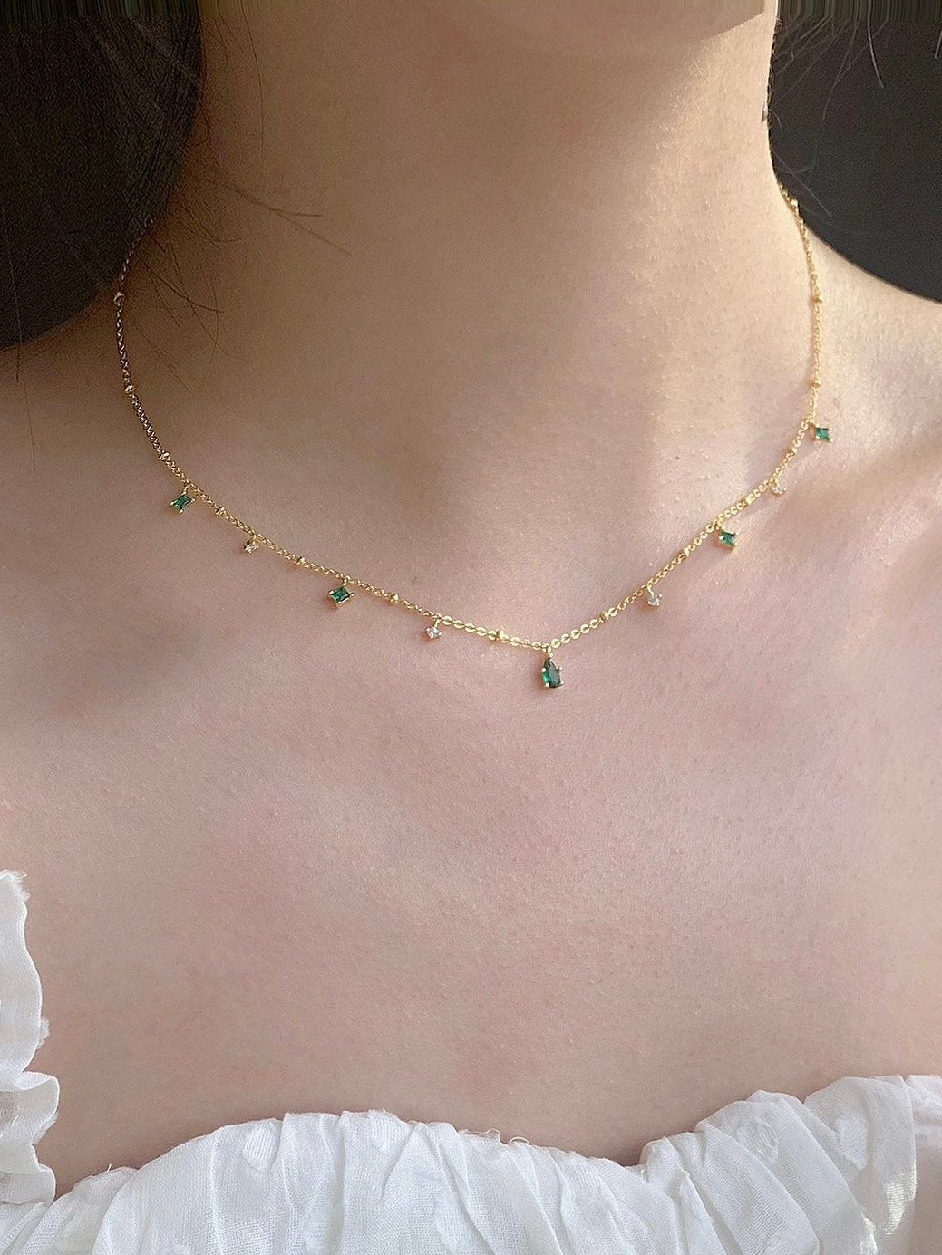 Emerald Green Golden Necklace