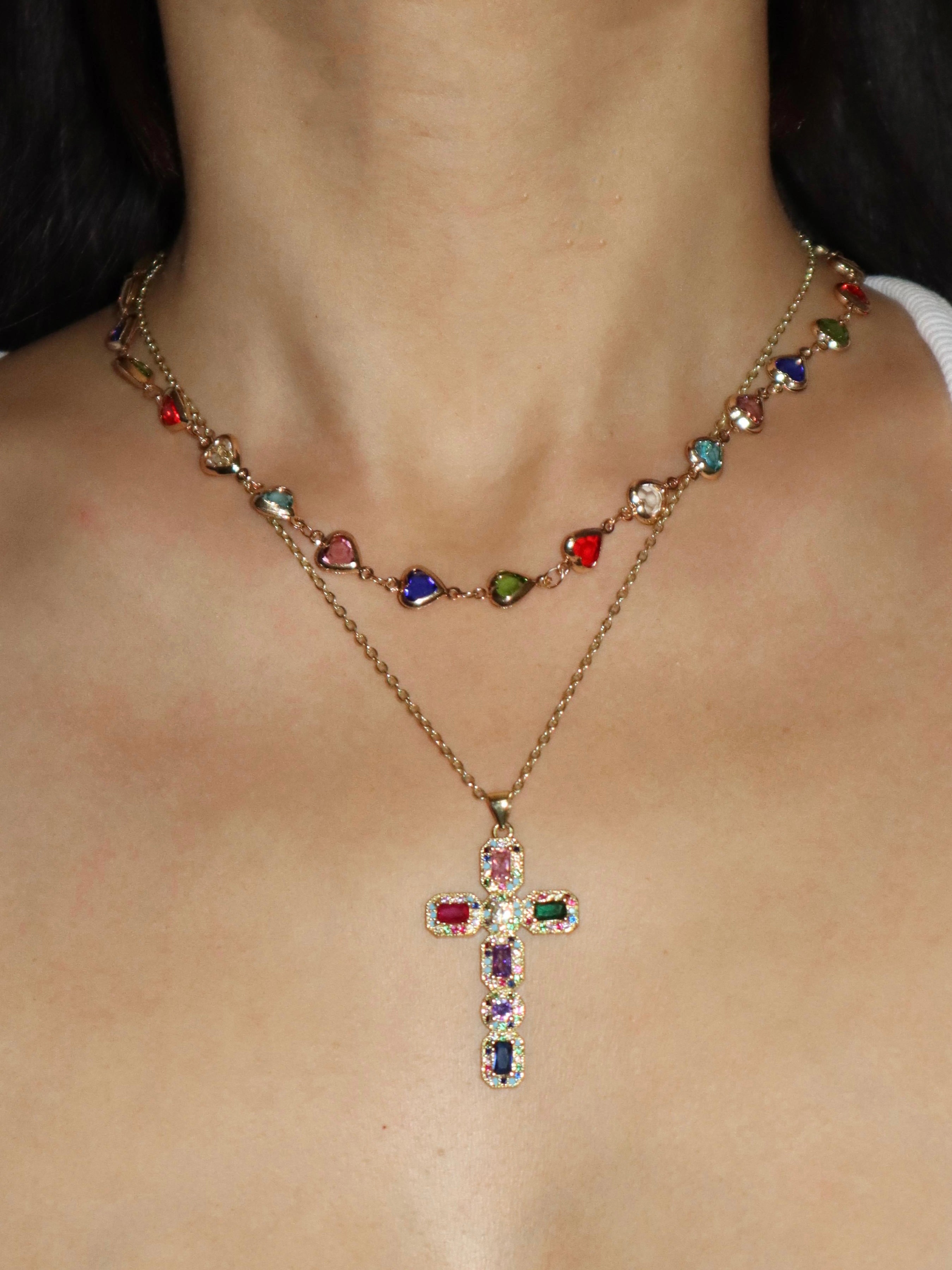 Margaret Colorful Hearts Necklace