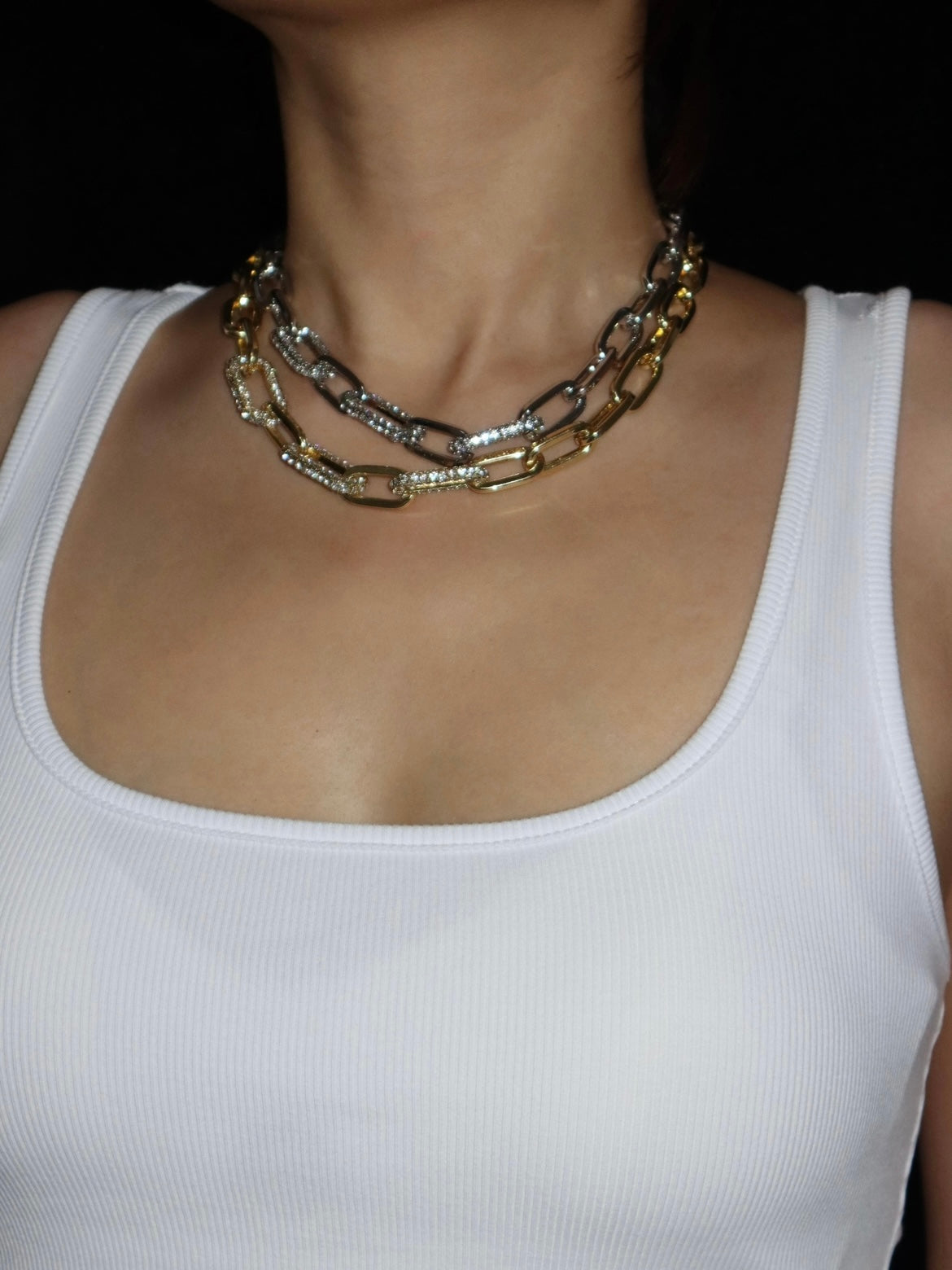 Glittering Chunky Link Silver Choker