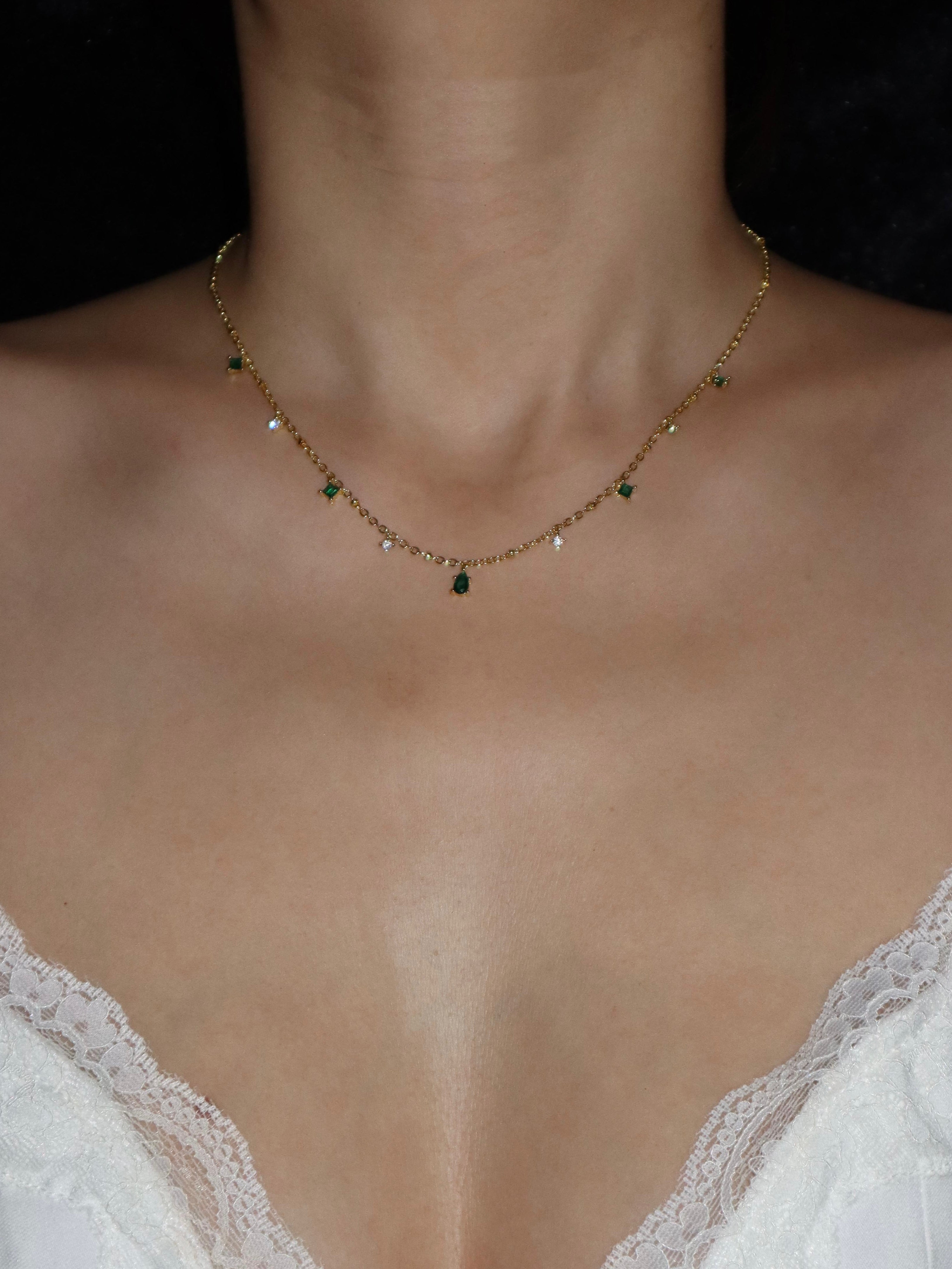 Emerald Green Golden Necklace