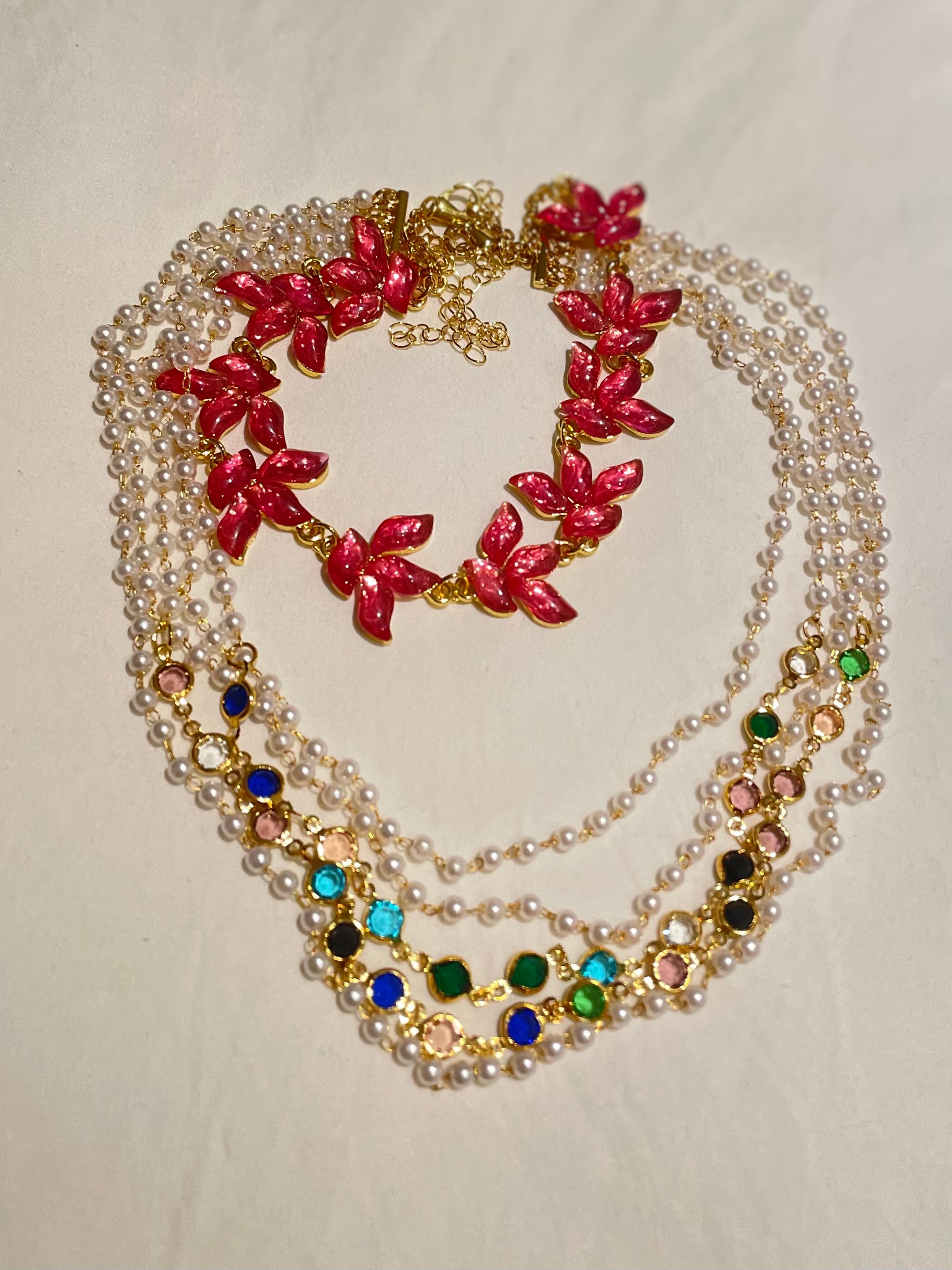 Jolie Colorful Layered Pearl Necklace