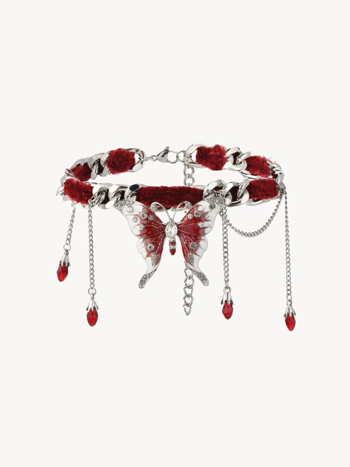 Sofia Butterfly Red Velvet Choker Necklace