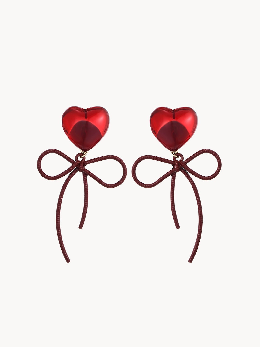 Adela Red Ribbon & Heart Earrings III