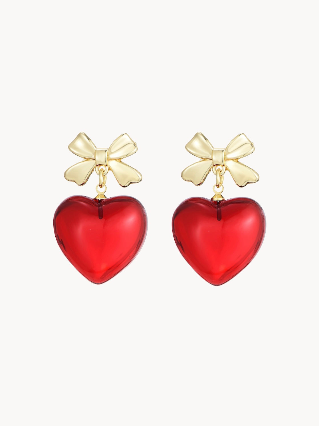 Adela Red Ribbon & Heart Earrings IV