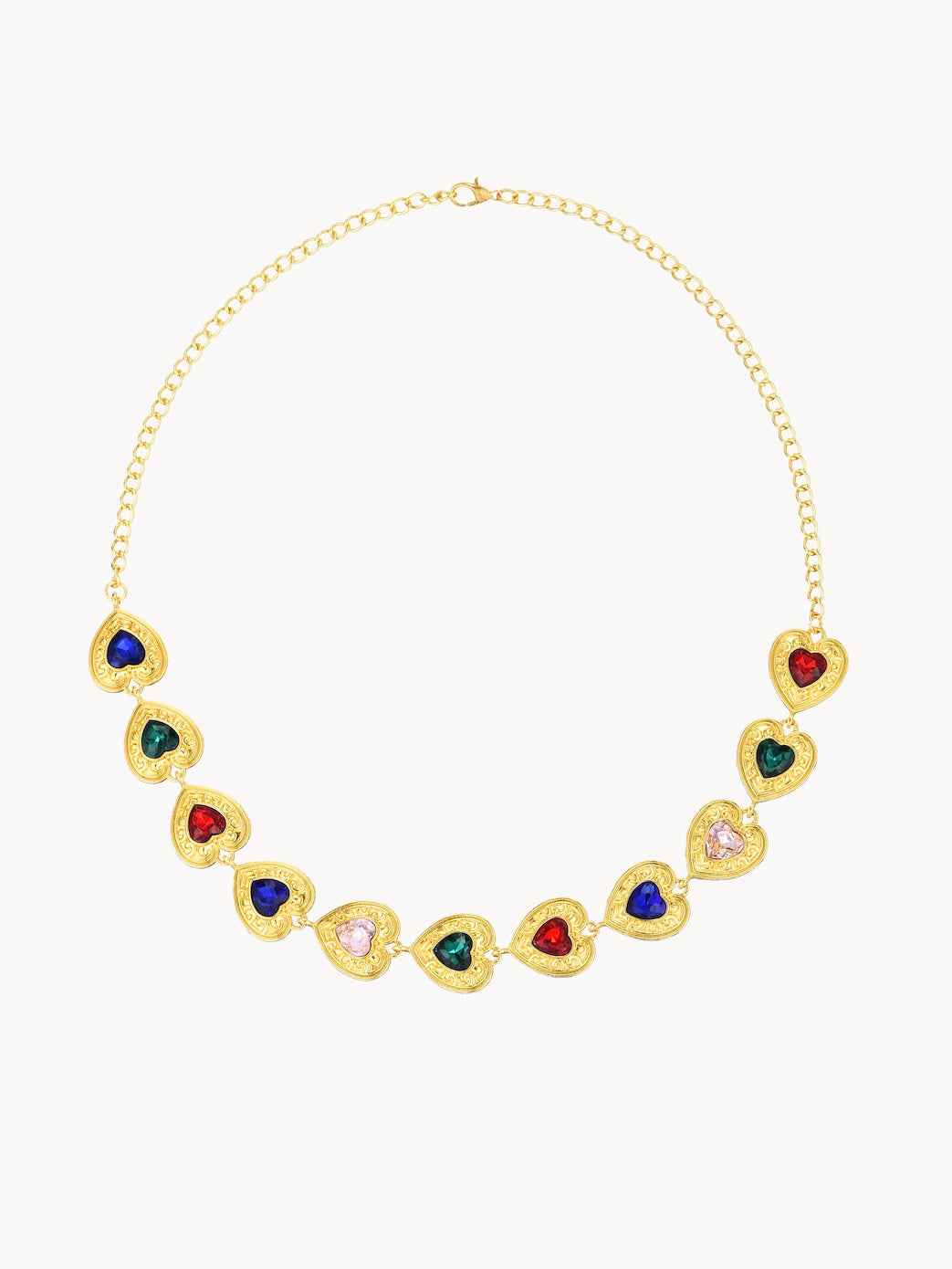 Basia Colorful Hearts Vintage Necklace